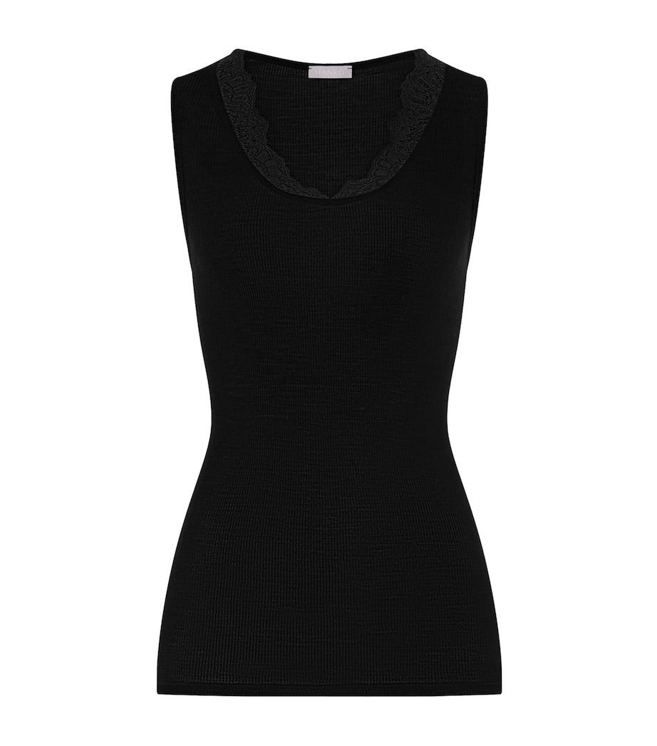 Hanro Womens Wool-Silk Tank Top Black Image 1