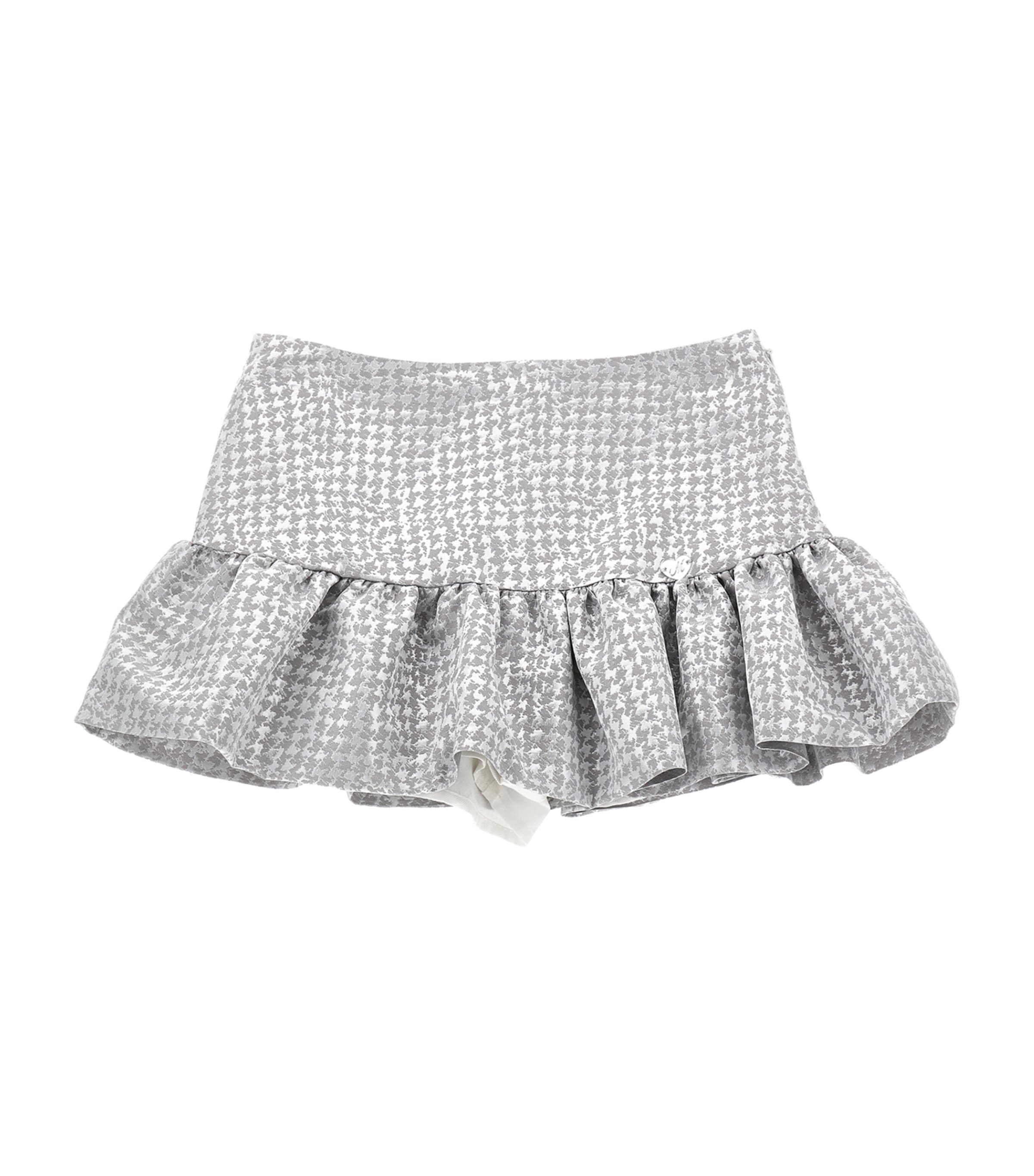 Shop Monnalisa Houndstooth Jacquard Skirt In Silver