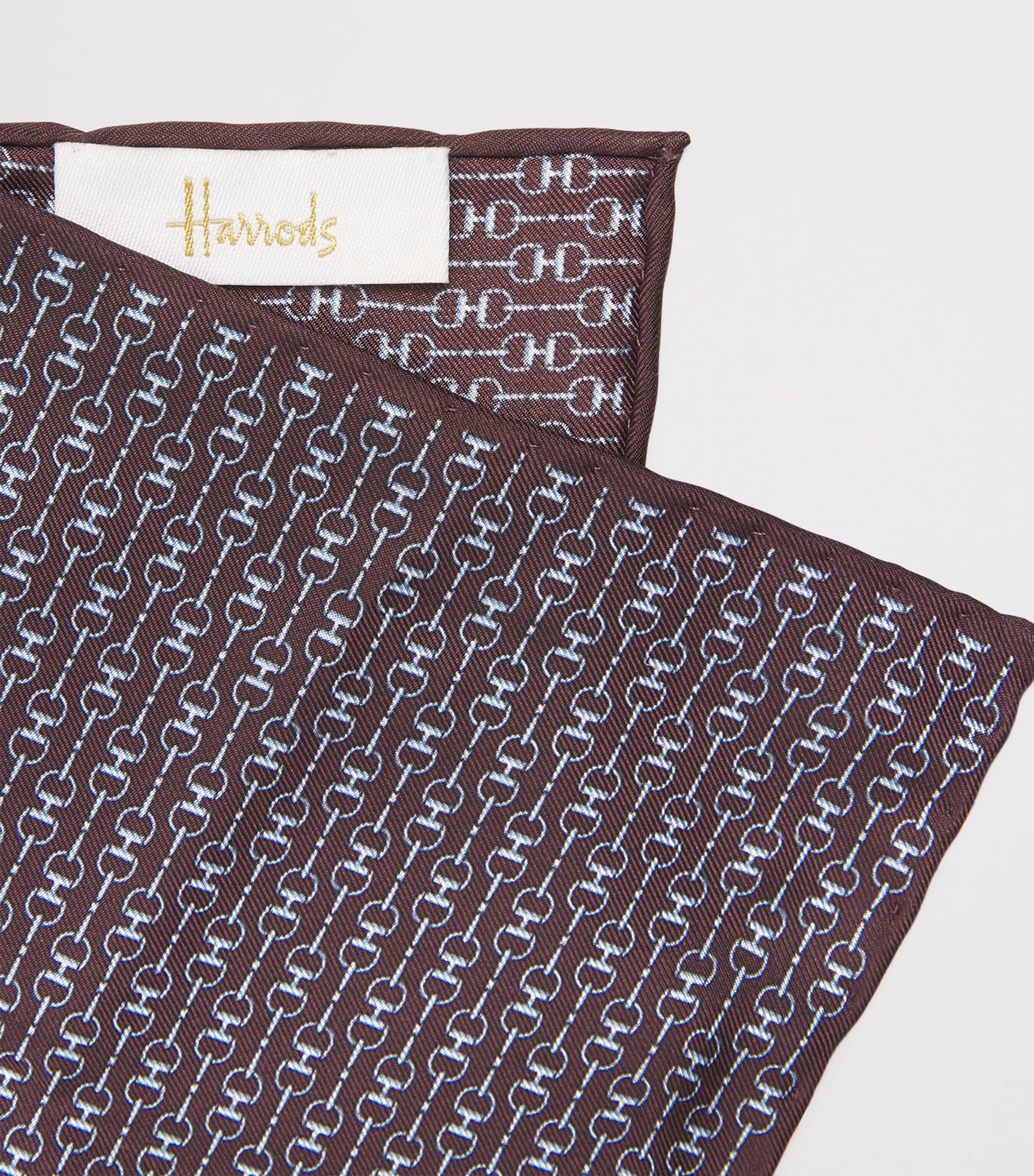 Harrods Silk Pocket Square Burgundy Image 2