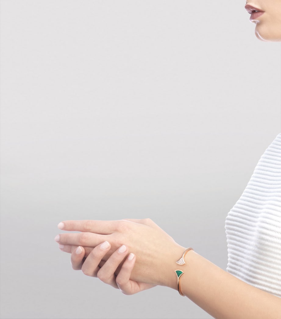 Rose Gold, Diamond and Malachite Divas' Dream Bangle PINK GOLD Image 3