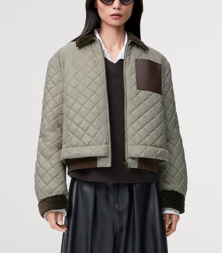 Corduroy-Collar Quilted Jacket MEDIUM GREY Image 3