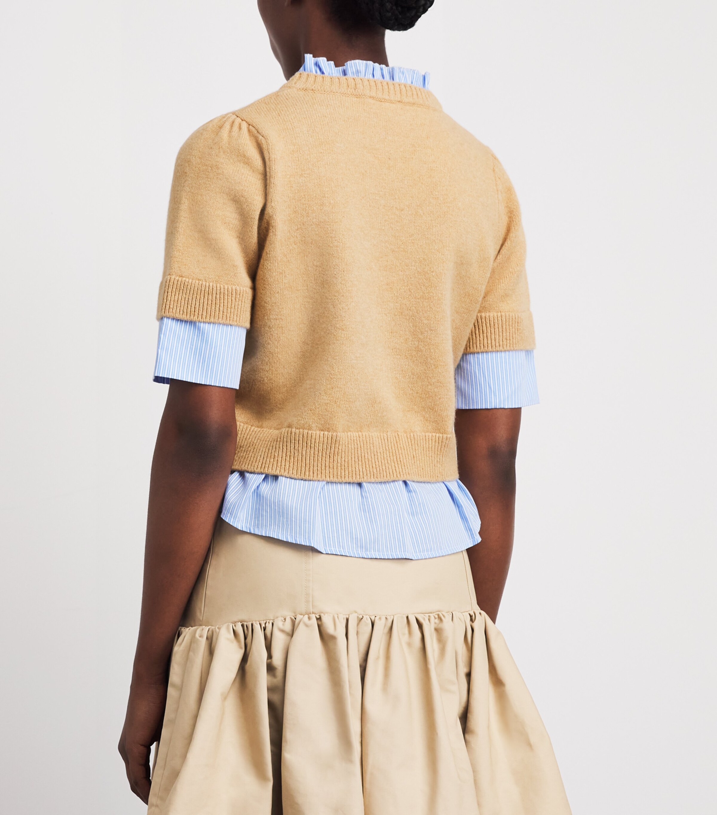 Claudie Pierlot Womens Wool Layered Sweater Beige Image 5