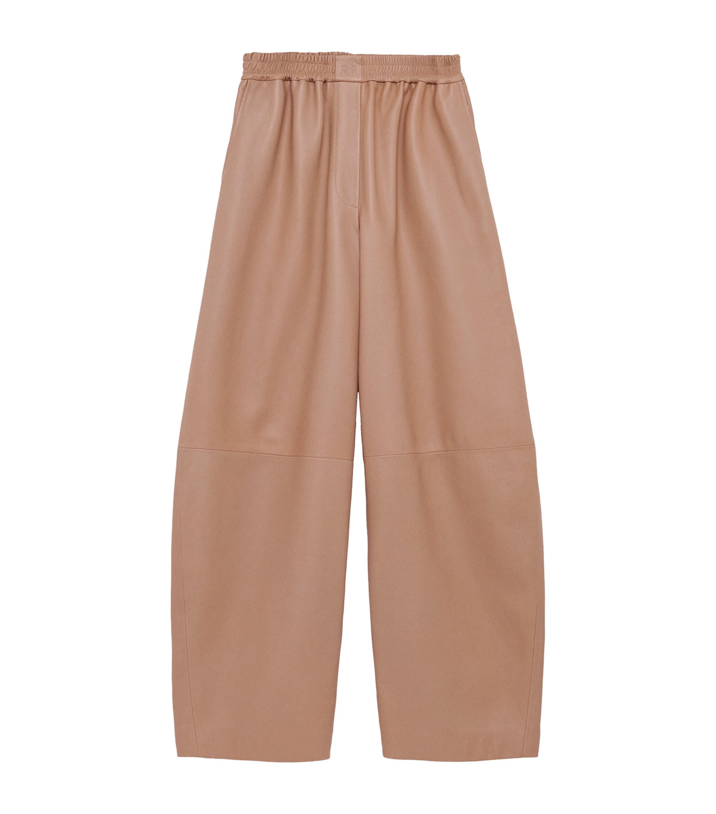 Loewe Leather Barrel Trousers In Brown