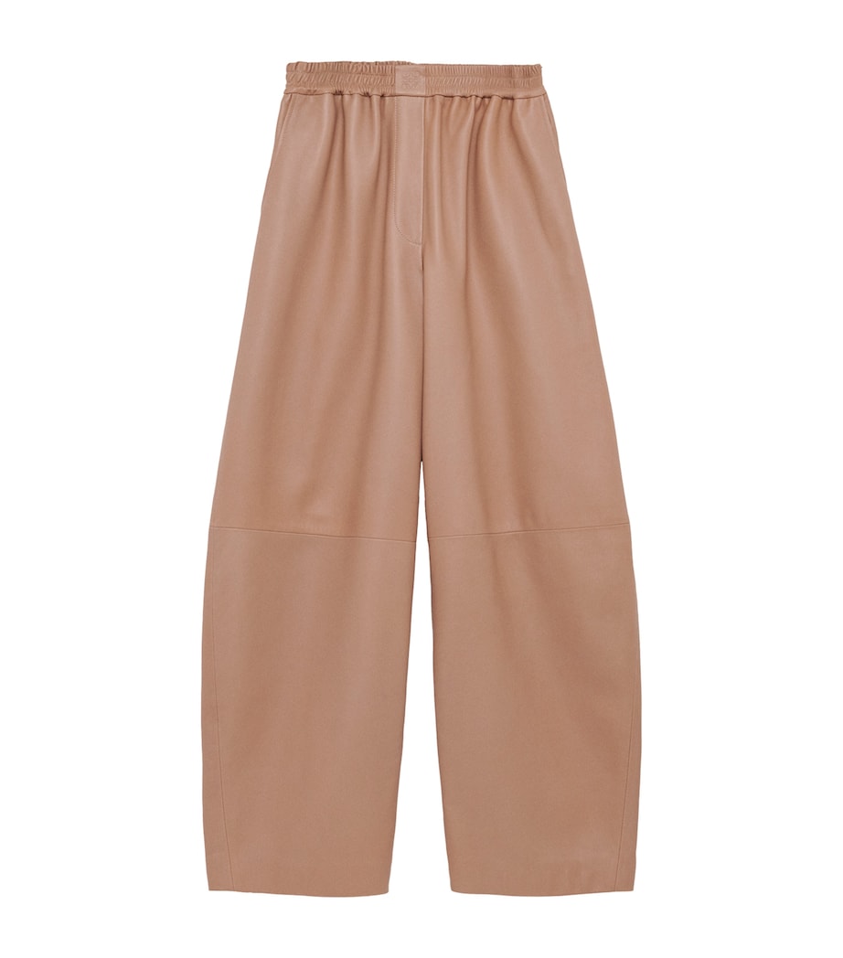Leather Barrel Trousers BEIGE Image 1