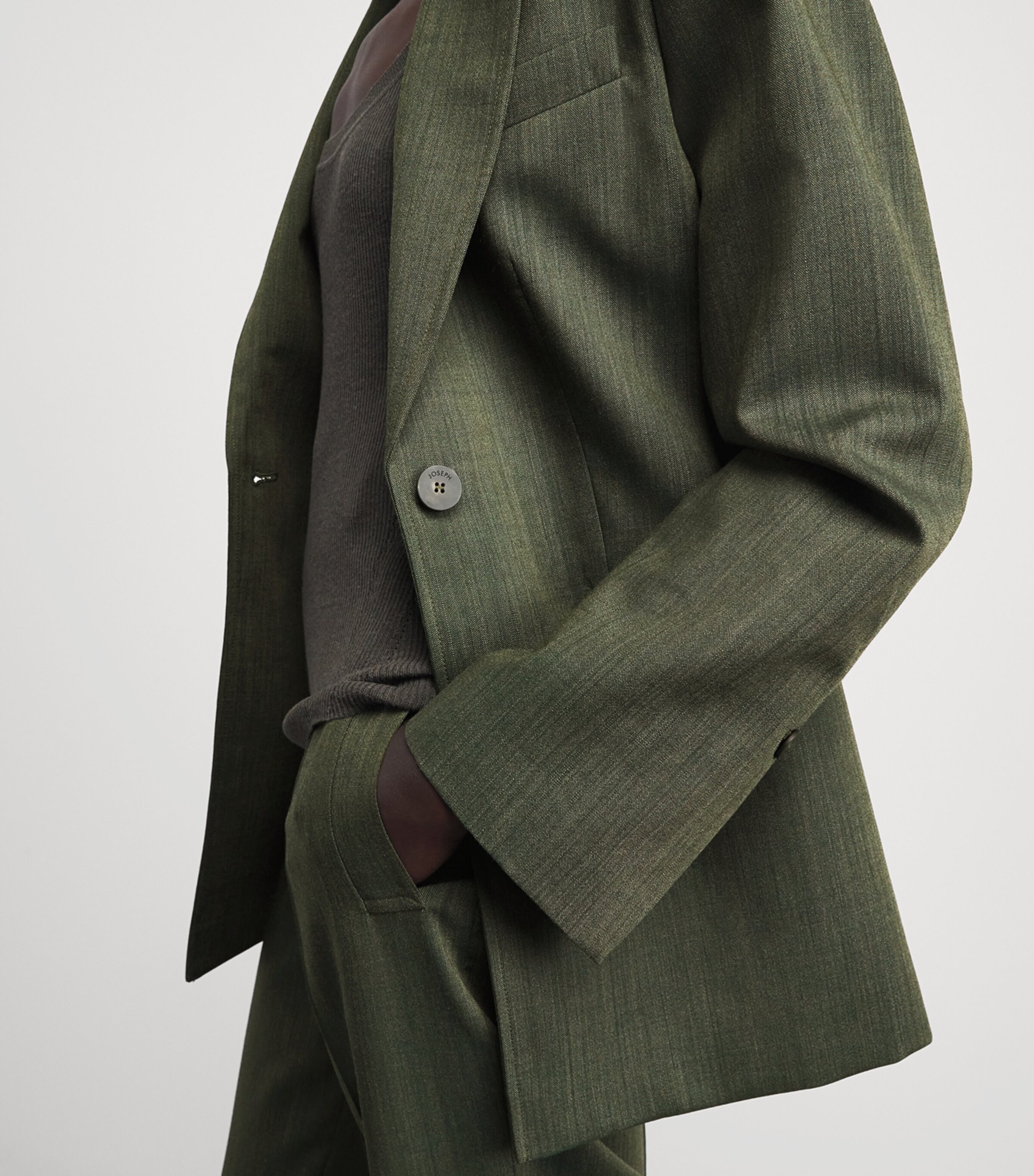 Joseph Womens Virgin Wool Maati Blazer Palm Leaf Melange Image 3