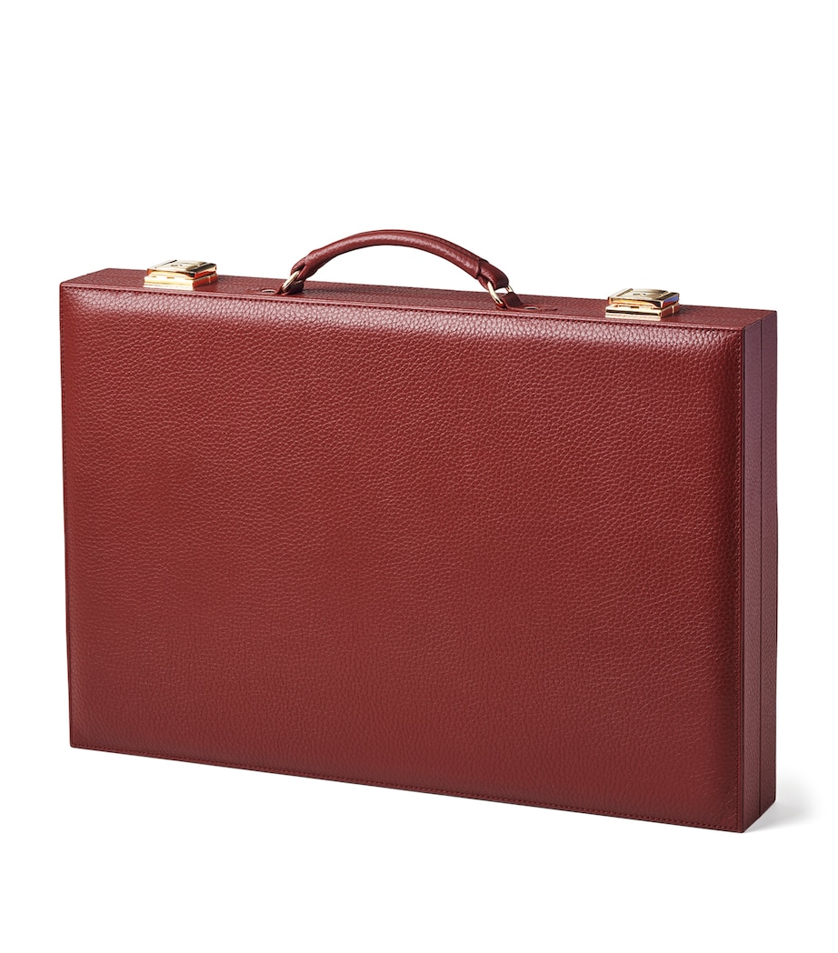 17-Inch Pebble-Effect Leather Backgammon Set MERLOT Image 4