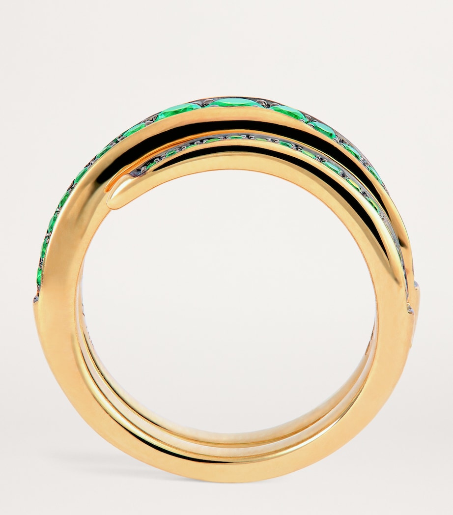 Yellow Gold and Emerald Double Wrap Ring YELLOW GOLD Image 3