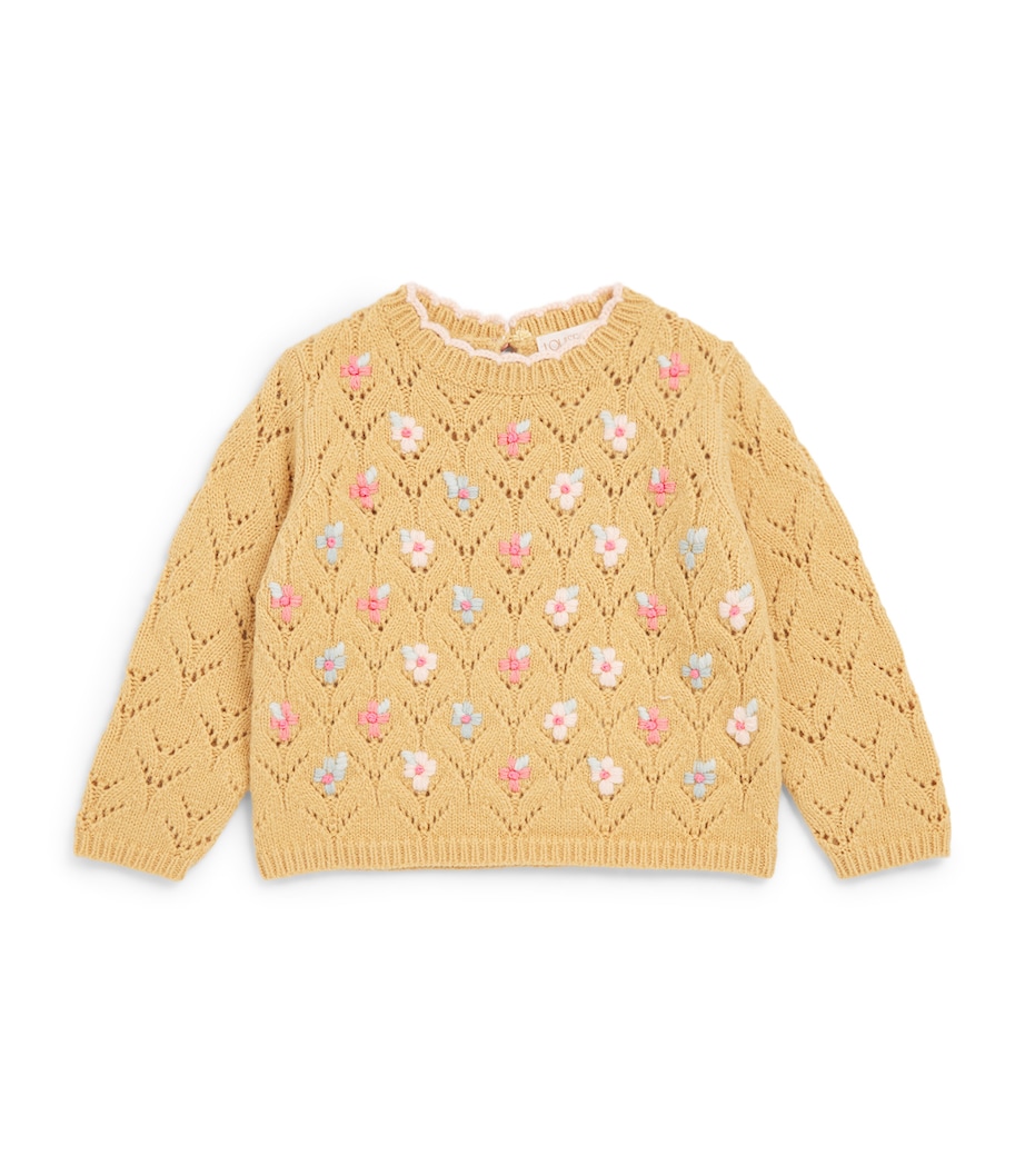 Louise Misha Jadeli Embroidered Sweater (3-24 Months) Honey Image 1