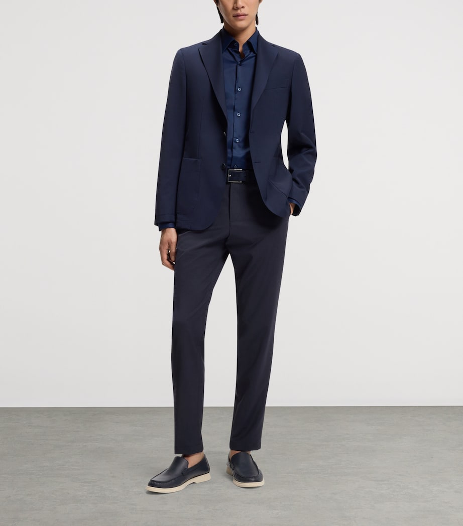 BOSS Mens Wool-Blend Slim Trousers Image 4