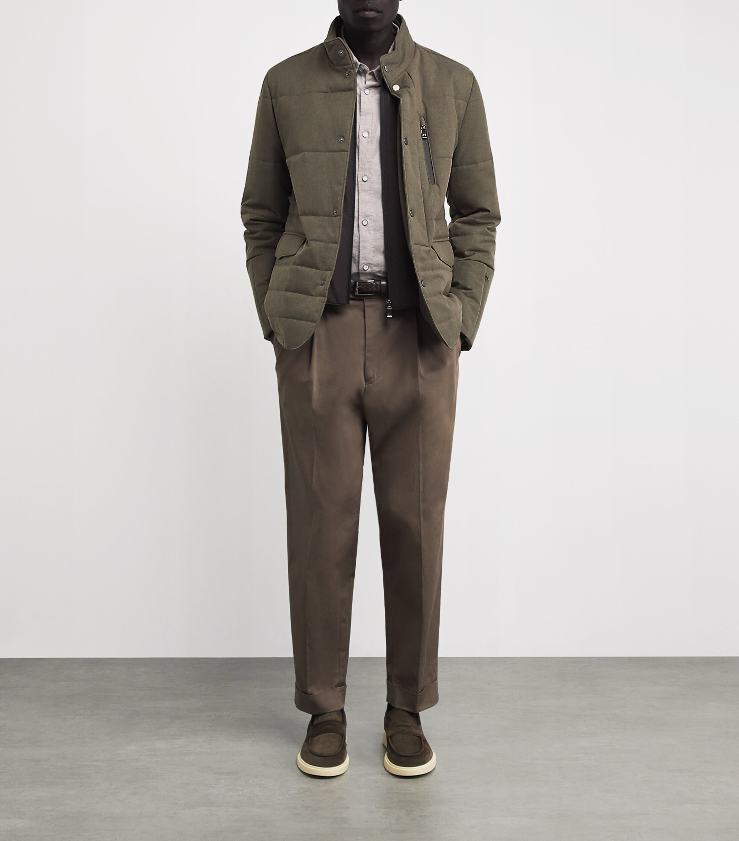 Pal Zileri Mens Padded Jacket Brown Image 2