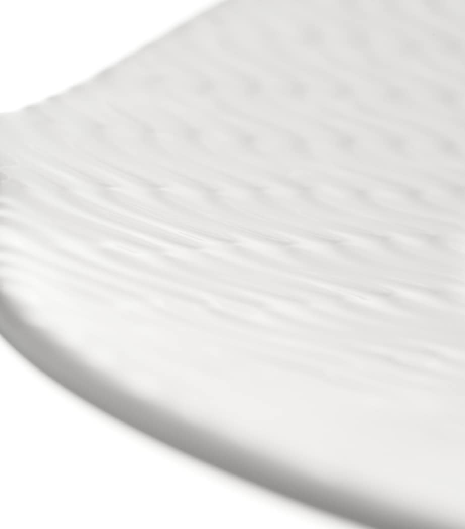 Porcelain Waves Relief Oval Serving Platter (39cm) WHITE Image 5