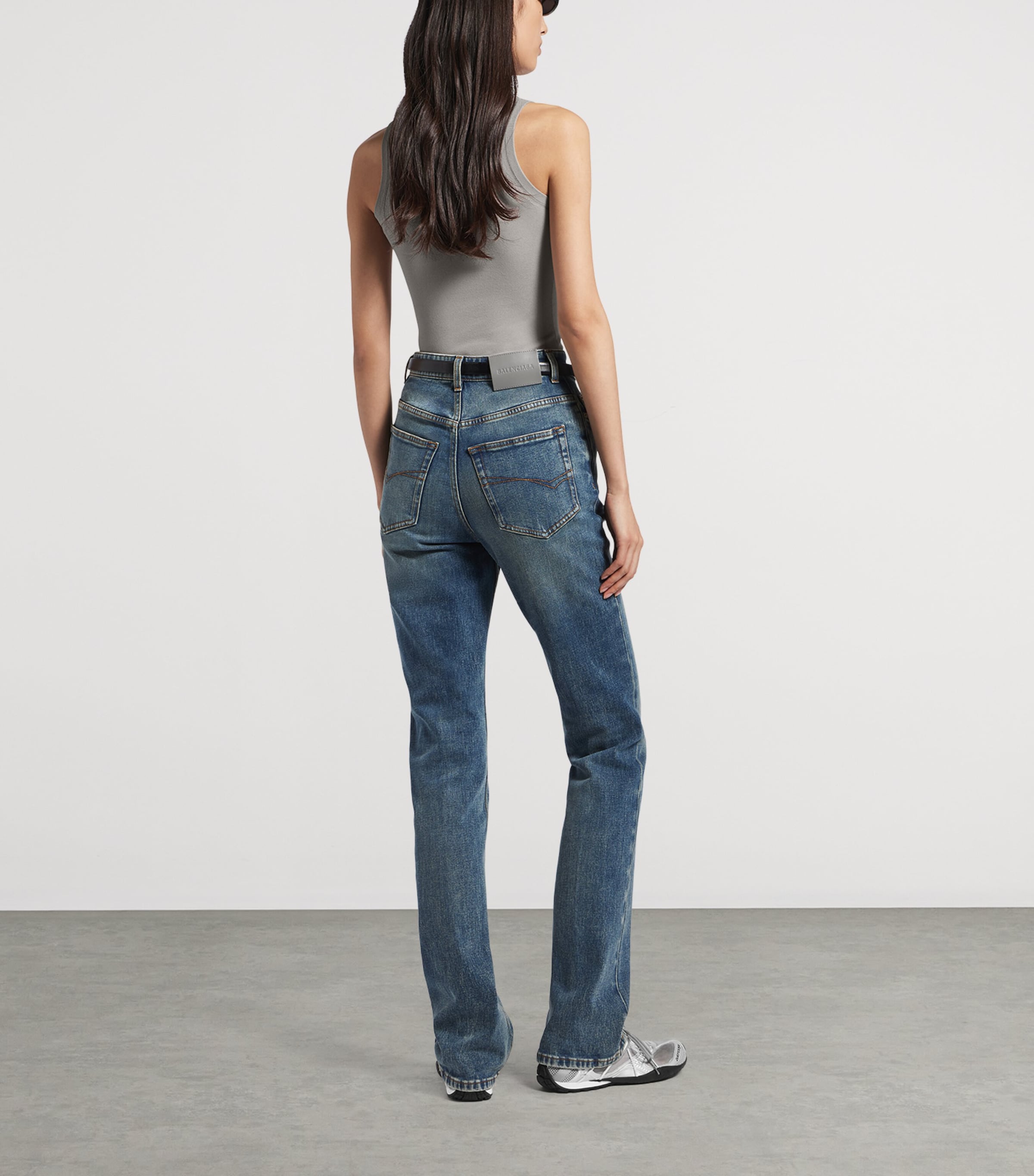 Balenciaga Womens Ribbed Logo Tank Top Image 3