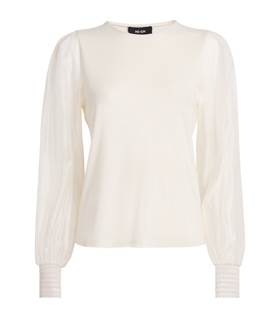 Jersey Ballon-Sleeve Blouse CREAM Image 1