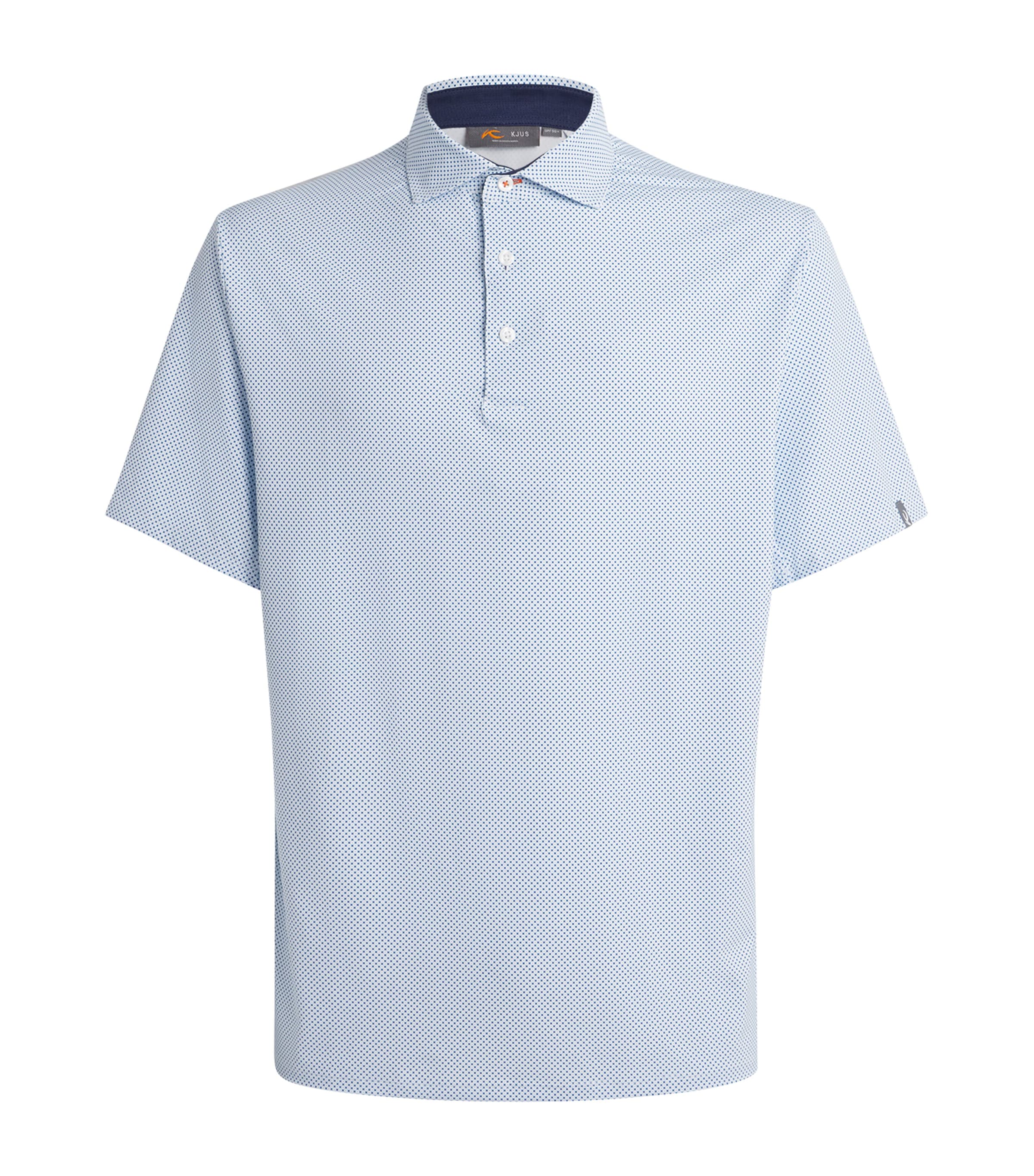 KJUS Mens Printed Golfer Polo Shirt Vapor Blue/white Image 1