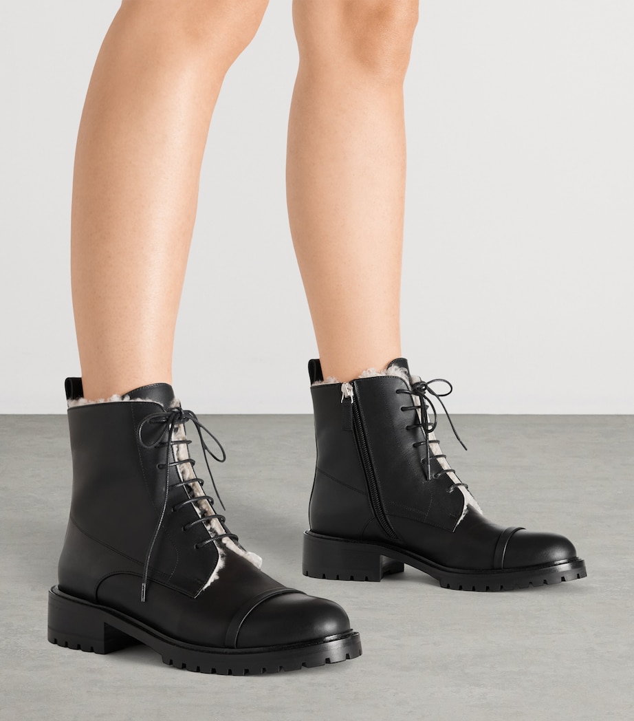 Leather-Shearling Miller Ankle Boots BLACK Image 2
