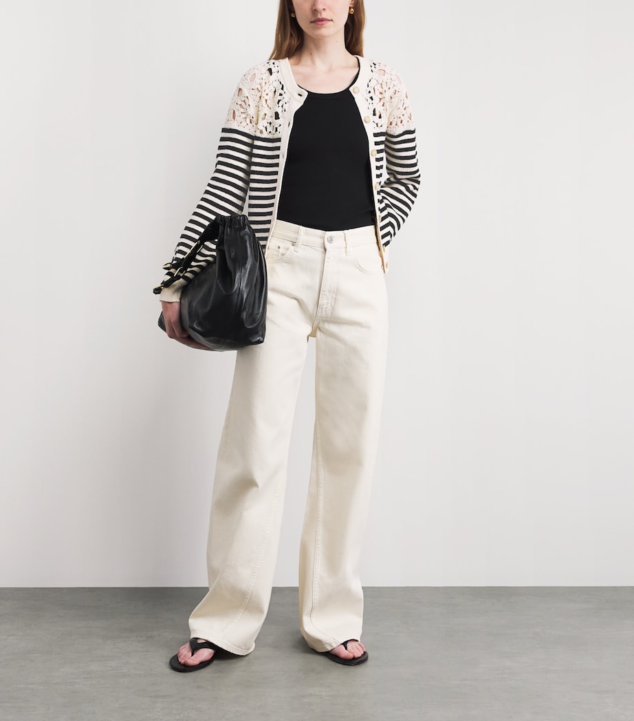 FRAME Womens The Coastal Striped Cardigan Cream Multi Image 2