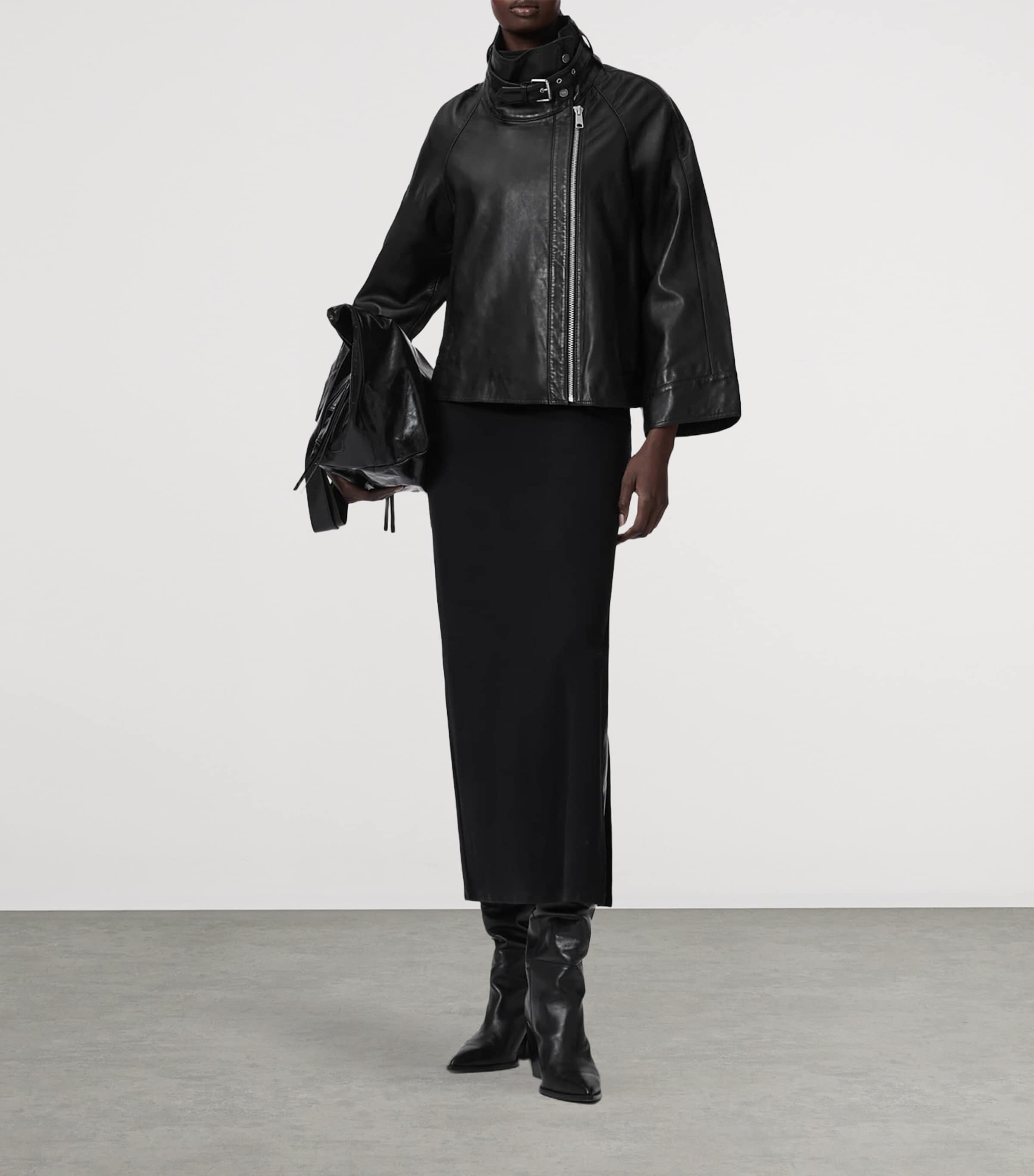 AllSaints Womens Leather Rhodes Jacket Black Image 2