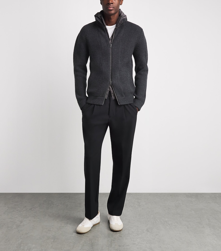 Herno Mens Virgin Wool Ribbed Hybrid Jacket Antracite Image 2