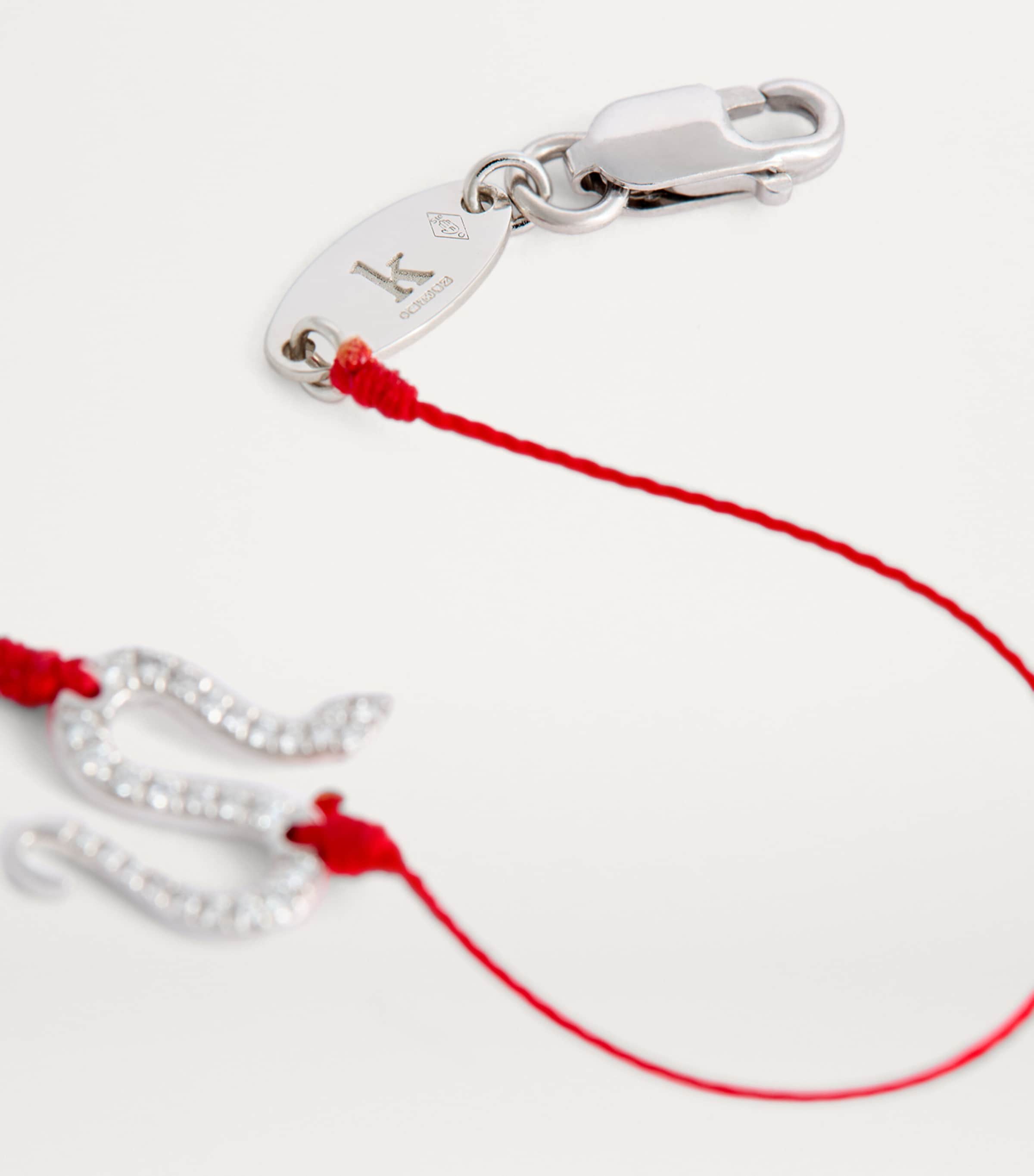 White Gold and Diamond Snake String Bracelet WHITE GOLD Image 5