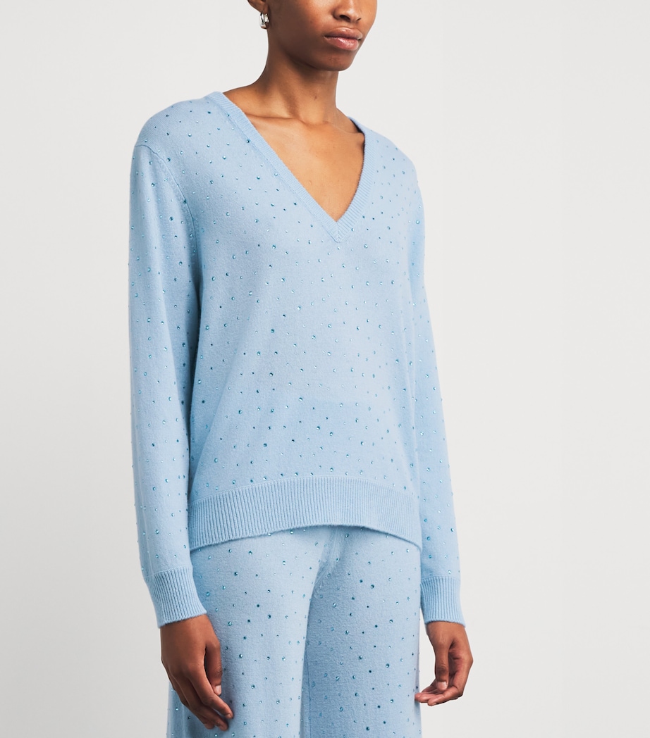 Allude Womens Wool-Cashmere Crystal-Embellished Sweater Blue Image 3