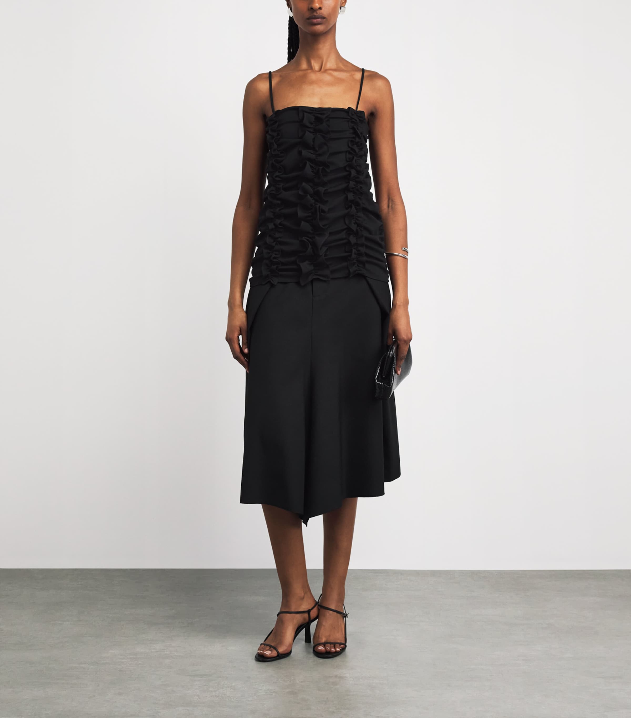 BITE Studios Womens Organic Wool Ruched Top Black Image 2