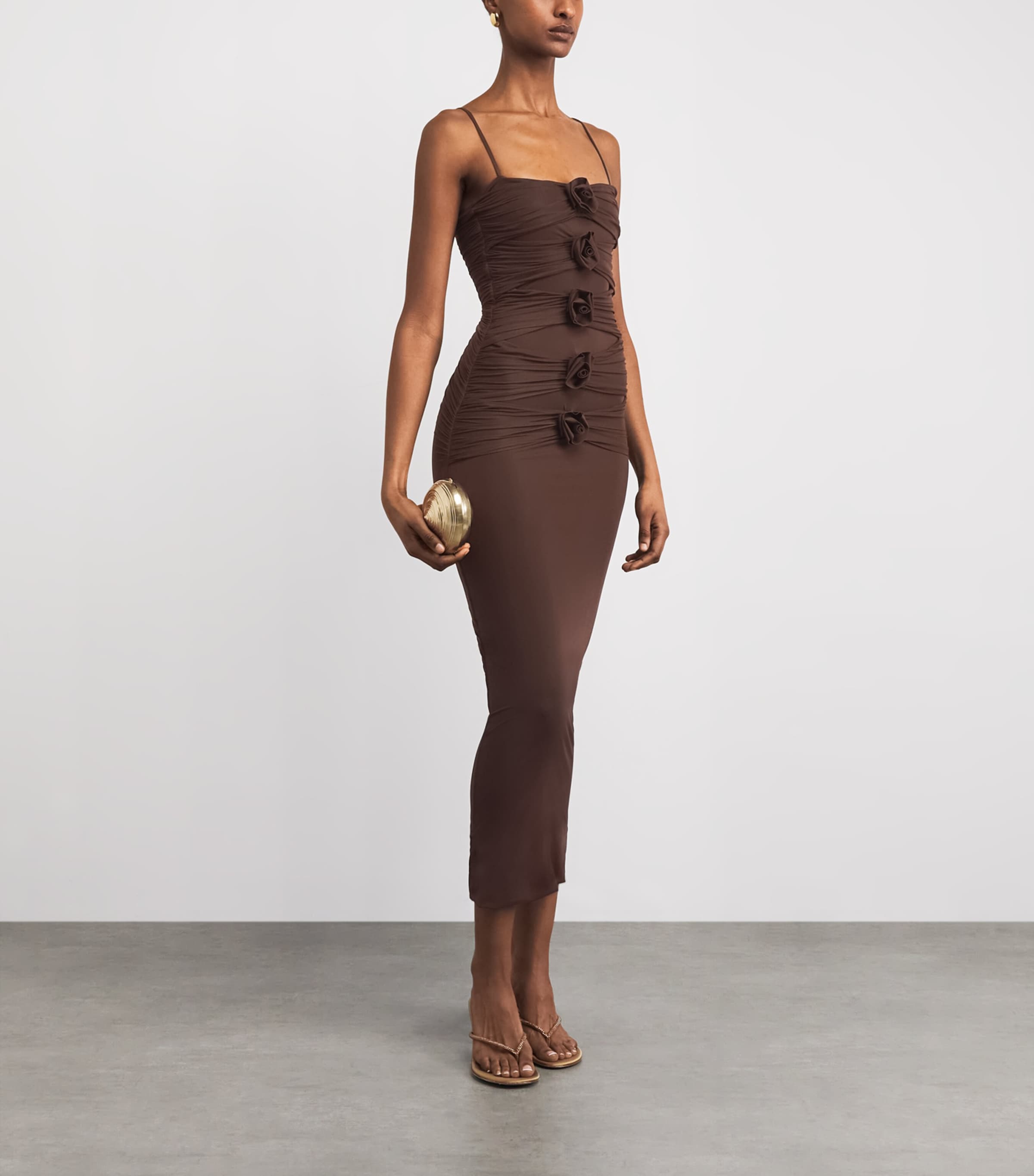 Maygel Coronel Brown Floral Appliqu Susurro Midi Dress | Harrods HK