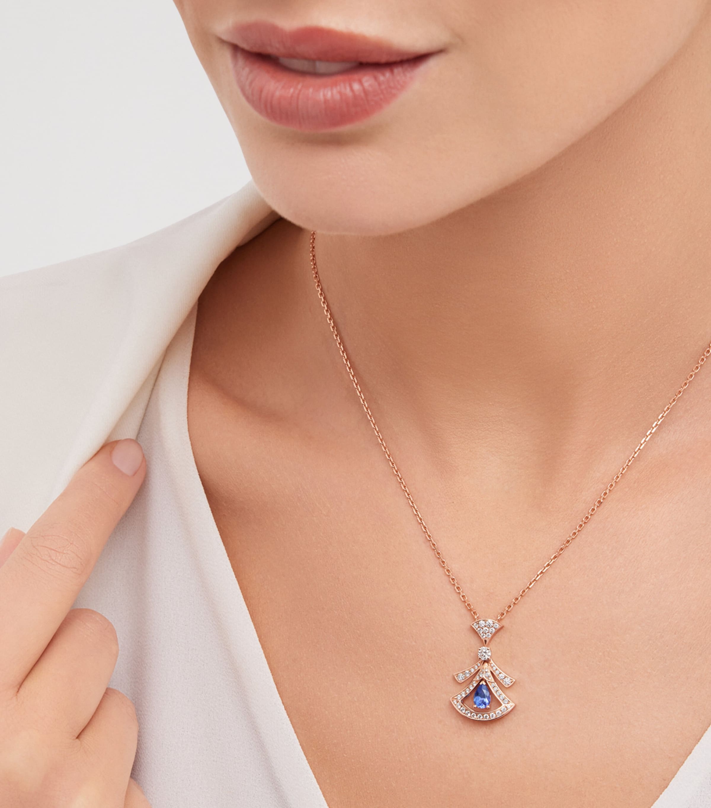 Rose Gold, Diamond and Tanzanite Divas' Dream Necklace PINK GOLD Image 3