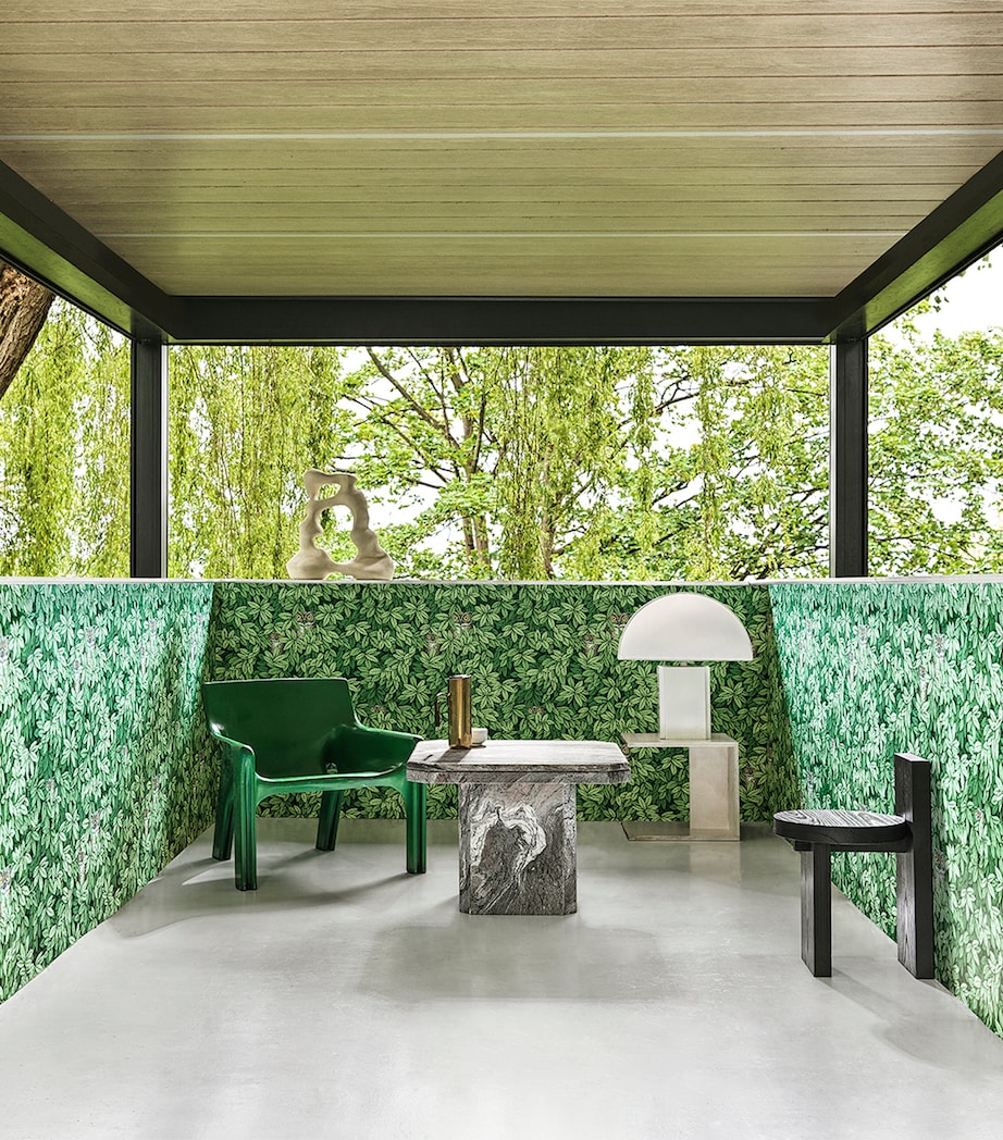 x Fornasetti Foglie e Civette Wallpaper Roll FOREST GREEN Image 2