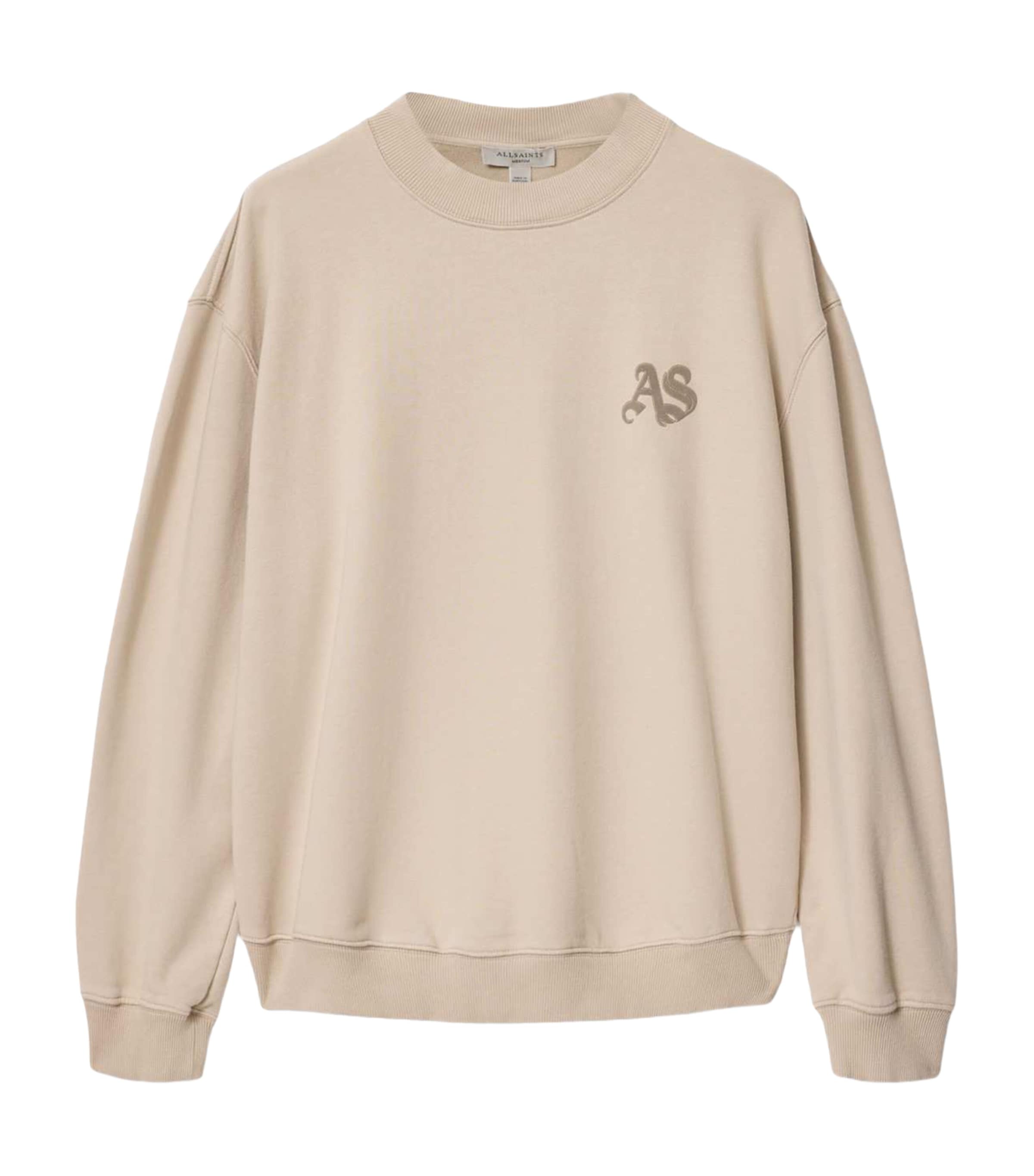 AllSaints Mens Organic Cotton Icon Sweatshirt Sandstone Brown Image 1
