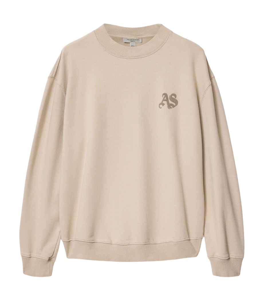 AllSaints Mens Organic Cotton Icon Sweatshirt Sandstone Brown Image 1