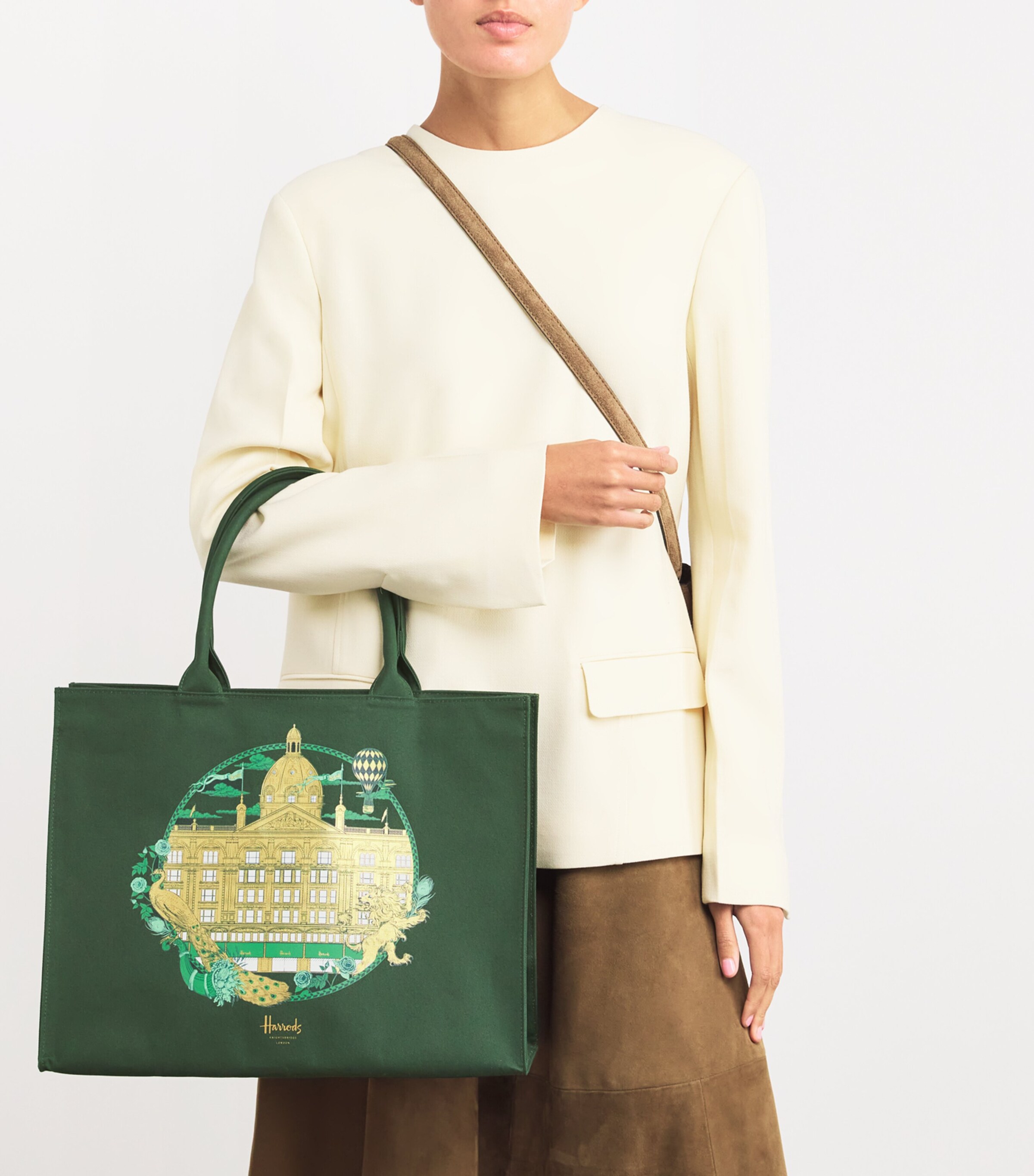 Harrods Cotton Heritage Grocery Shopper Bag Green Image 5