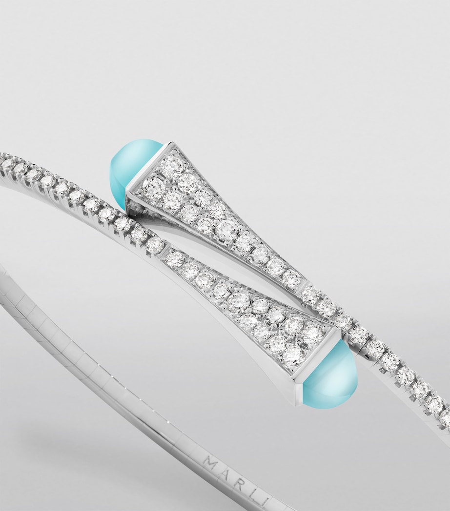 MARLI New York White Gold, Diamond and Sea Blue Chalcedony Slip-On Bracelet White Gold Image 3
