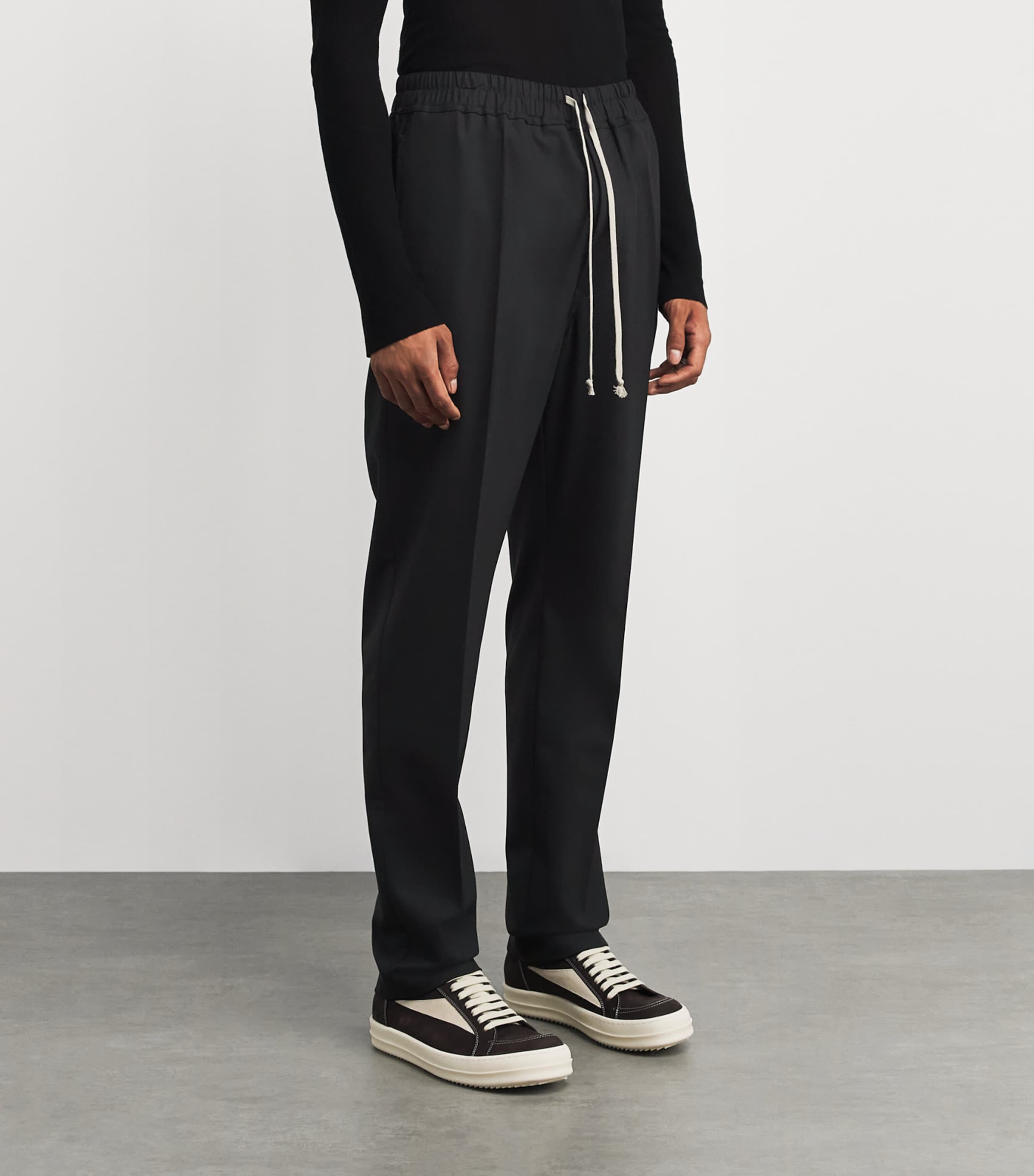 Stretch-Wool Drawstring Trousers BLACK Image 3