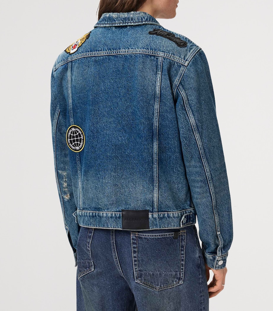 AllSaints Mens Exile Patch Denim Jacket Washed Indigo Image 4