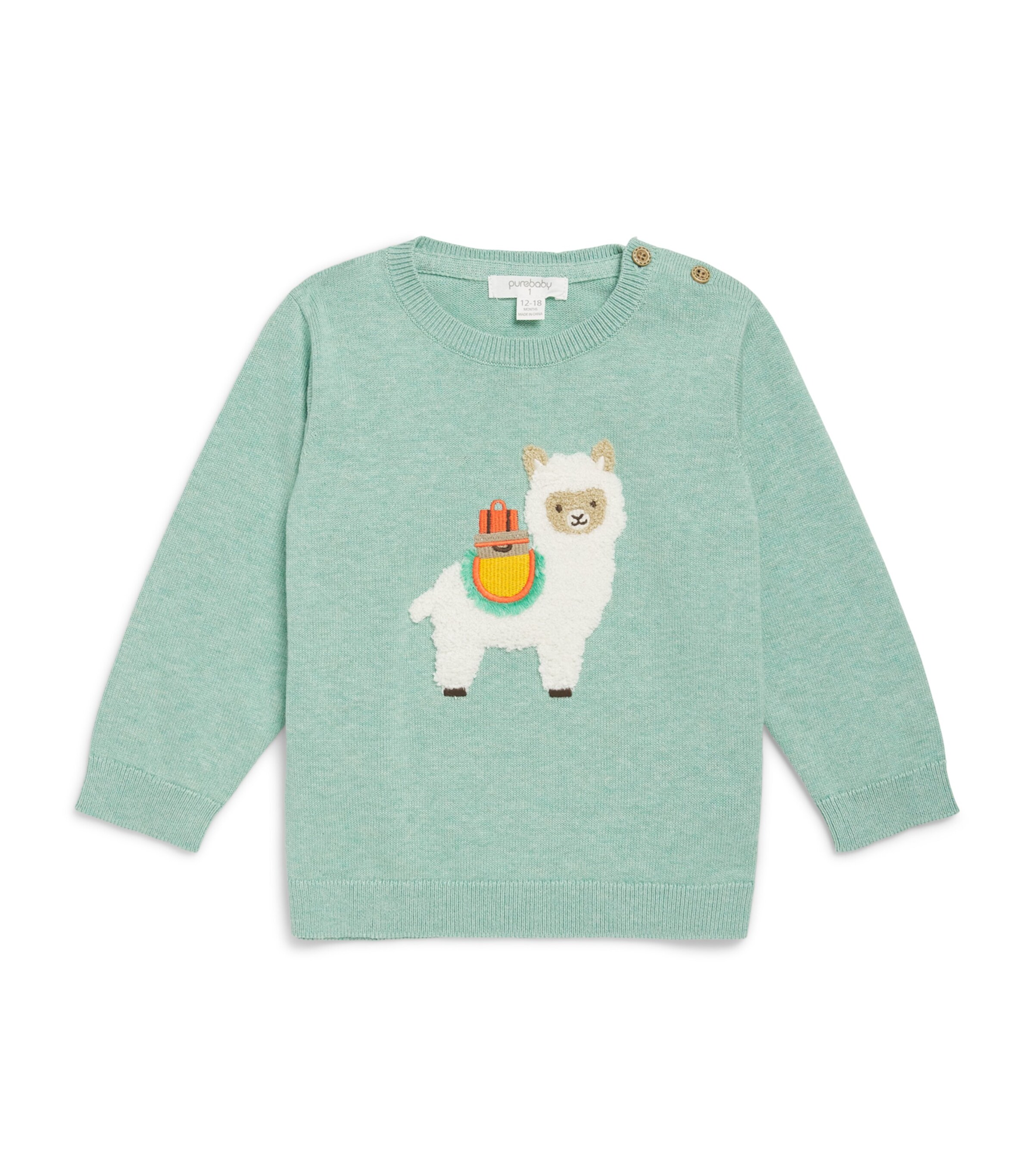 Purebaby Embroidered Llama Sweater (1-2 Years) Aloml Image 1