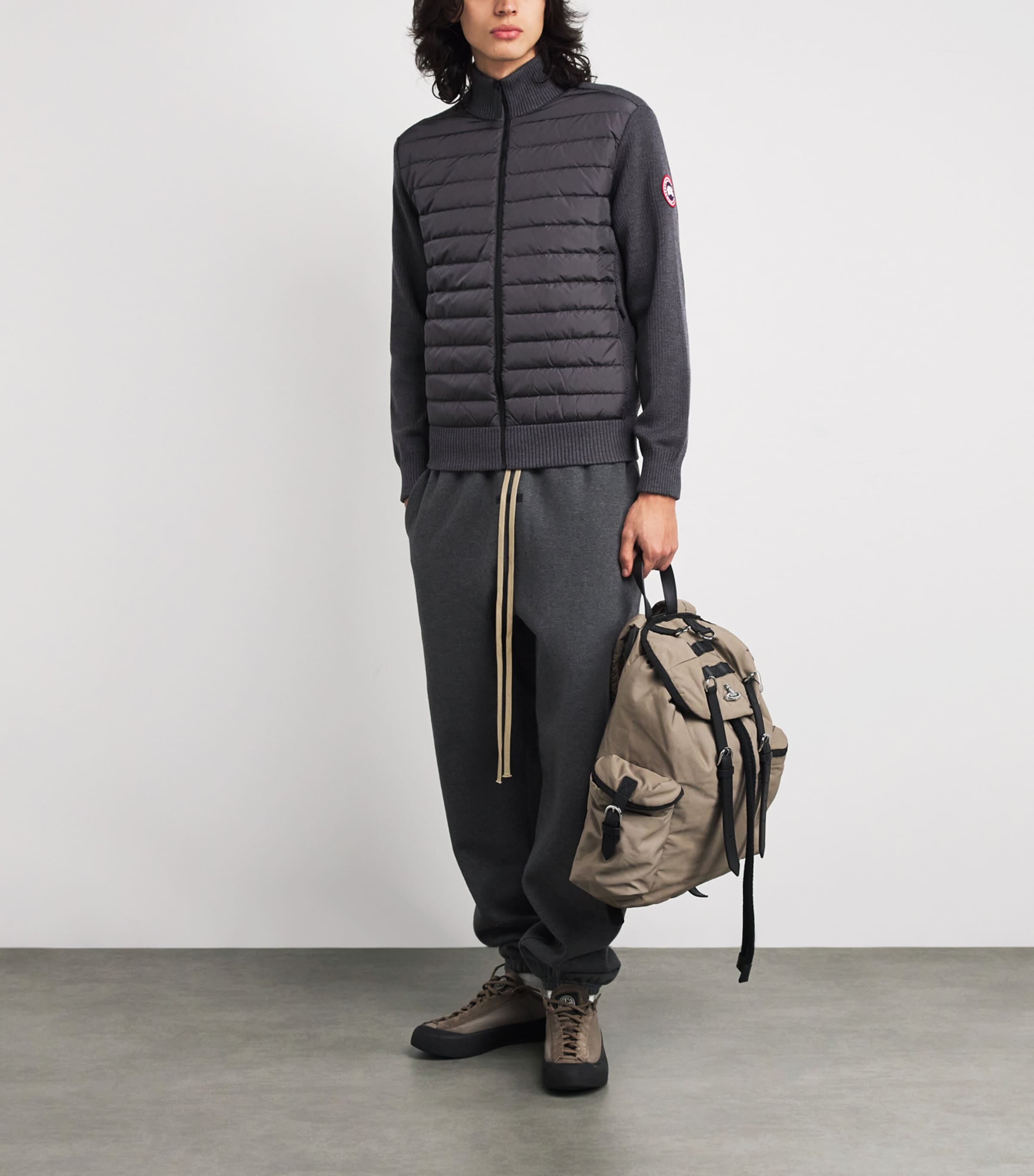 Canada Goose Mens Down-Merino Wool Hybridge Puffer Jacket Iron Grey Image 2