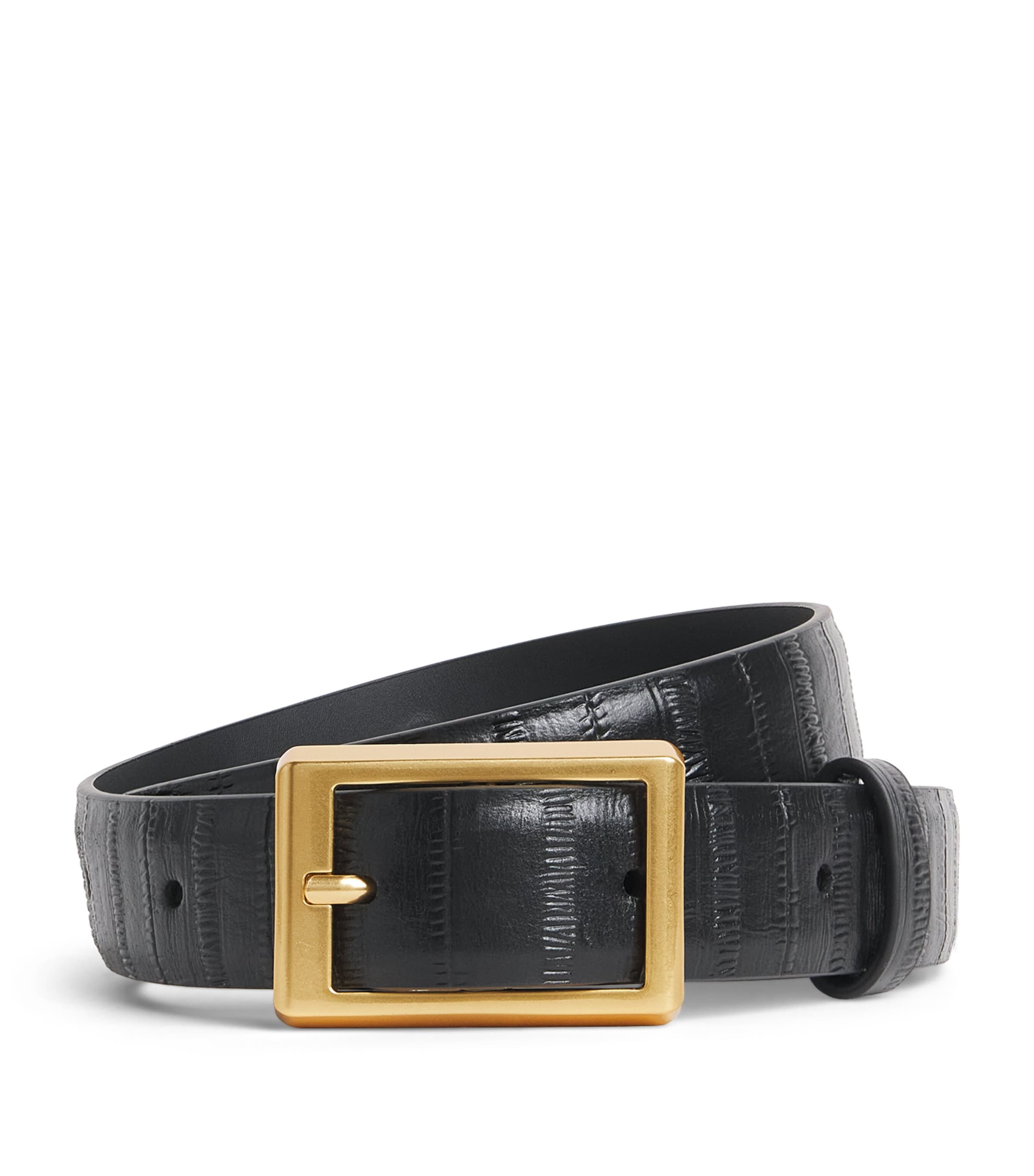 CAMILLA AND MARC Embossed Leather Sonny Buckle Belt Dblk Black Image 1