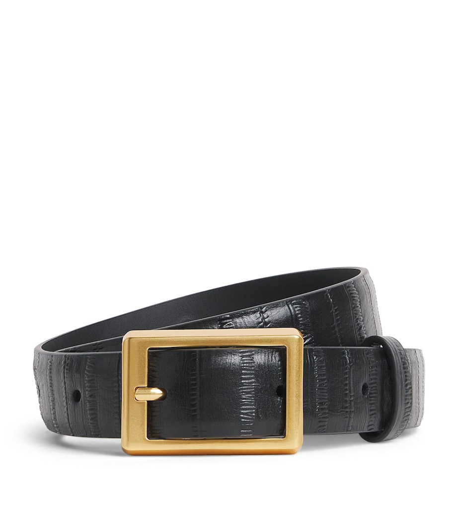 CAMILLA AND MARC Embossed Leather Sonny Buckle Belt Dblk Black Image 1