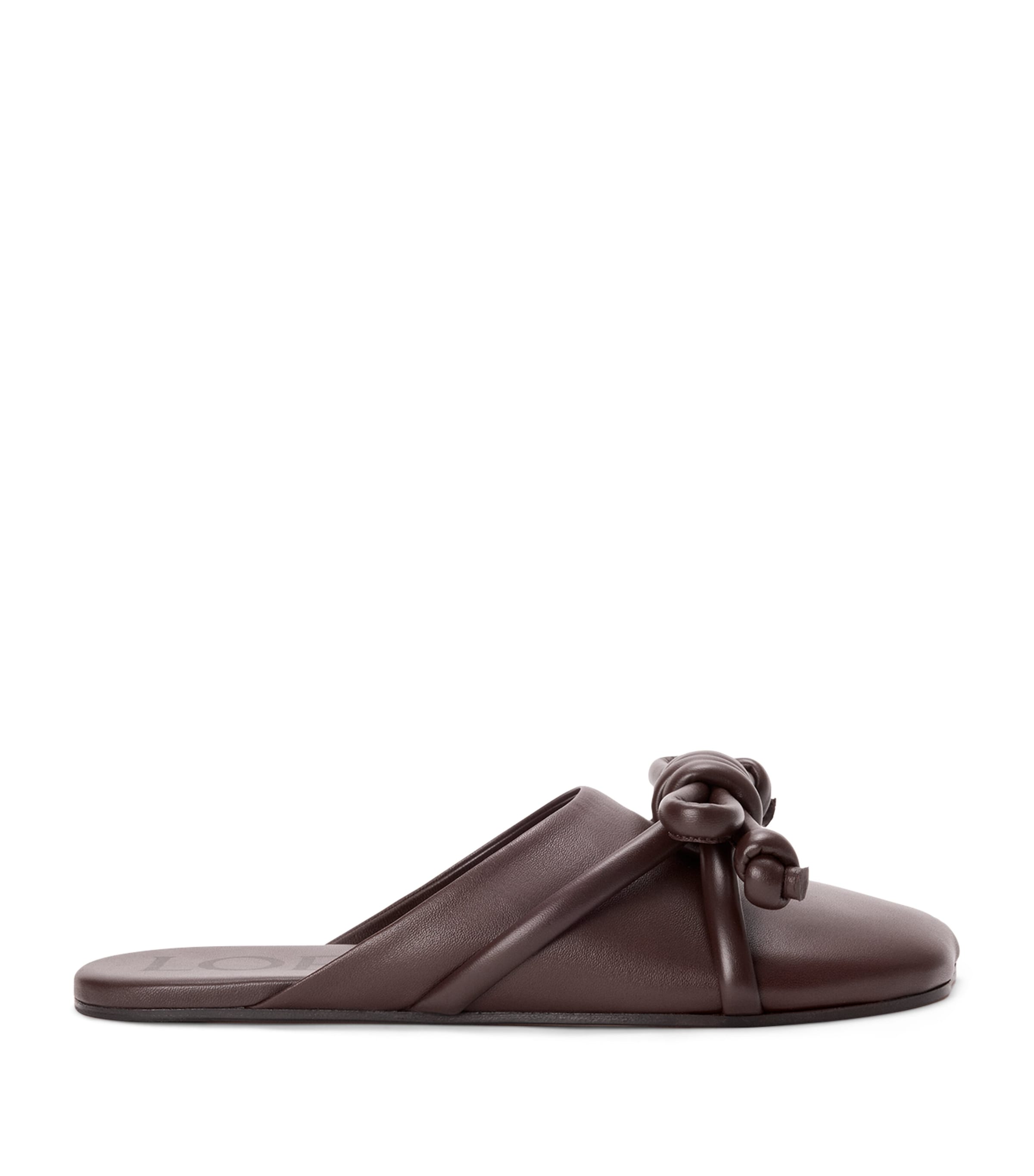 Lambskin Flamenco Knot Mules DARK CHESTNUT Image 1