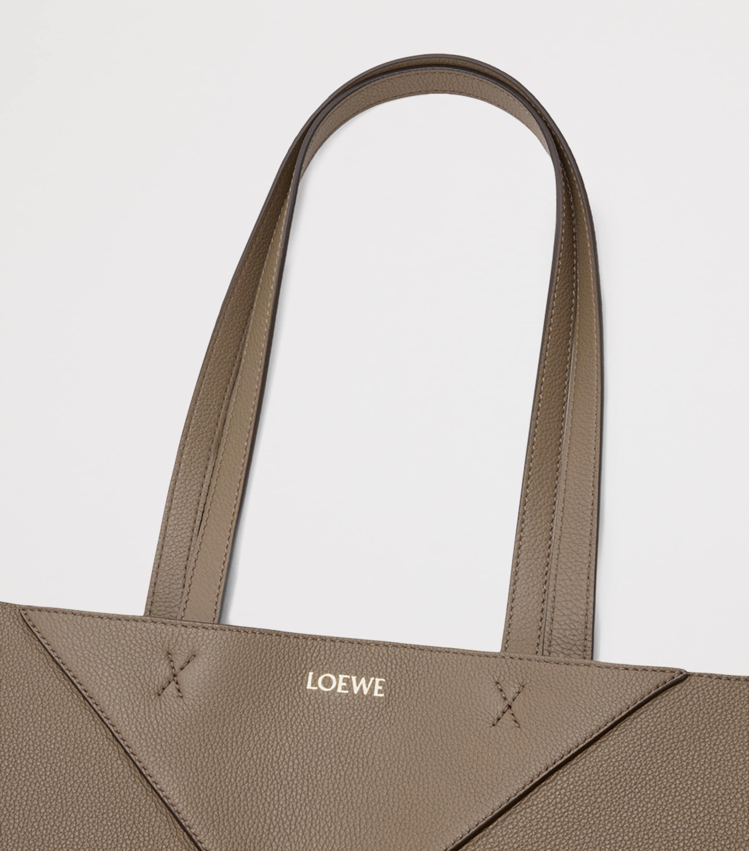 Medium Leather Puzzle Fold Tote Bag TAUPE Image 7