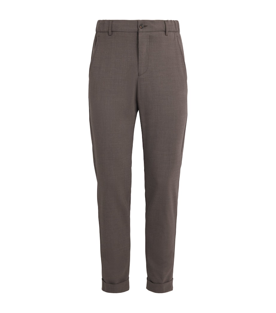 Marco Pescarolo Mens Virgin Wool Drawstring Trousers Taupe Image 1