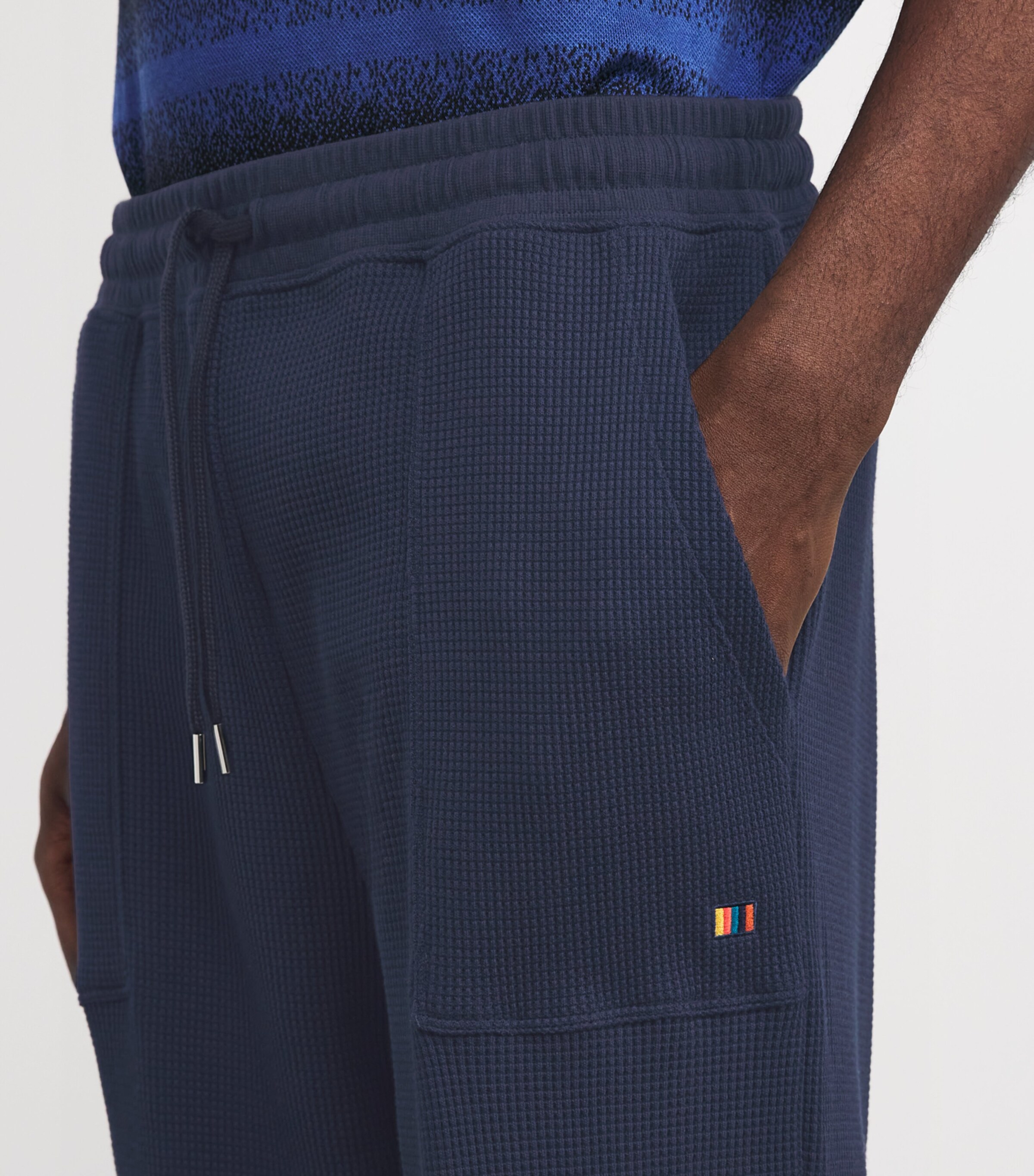 Waffle-Texture Lounge Sweatpants 49 BLUE Image 6