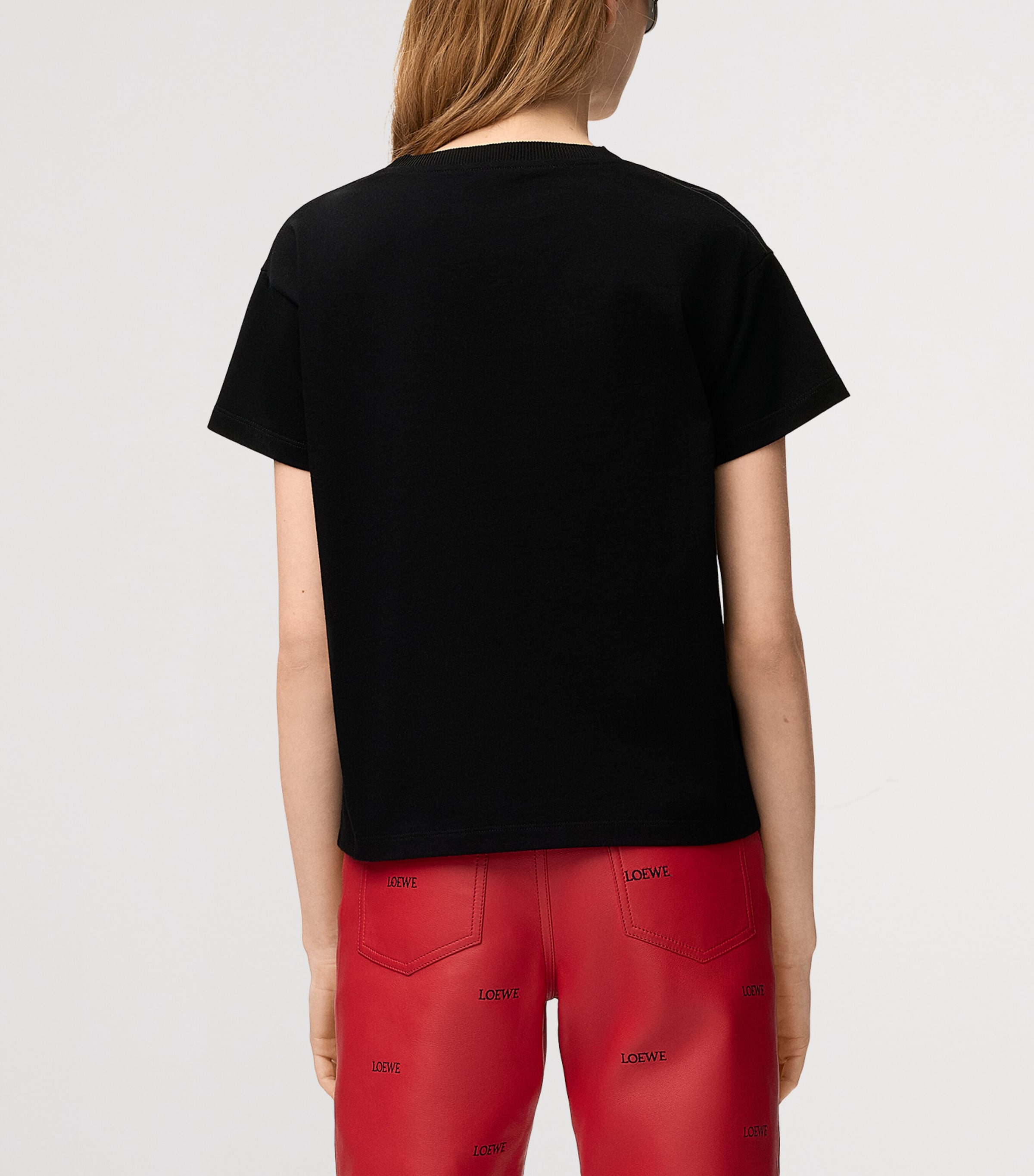 LOEWE Womens Stretch-Cotton Polaroid T-Shirt Black Image 4