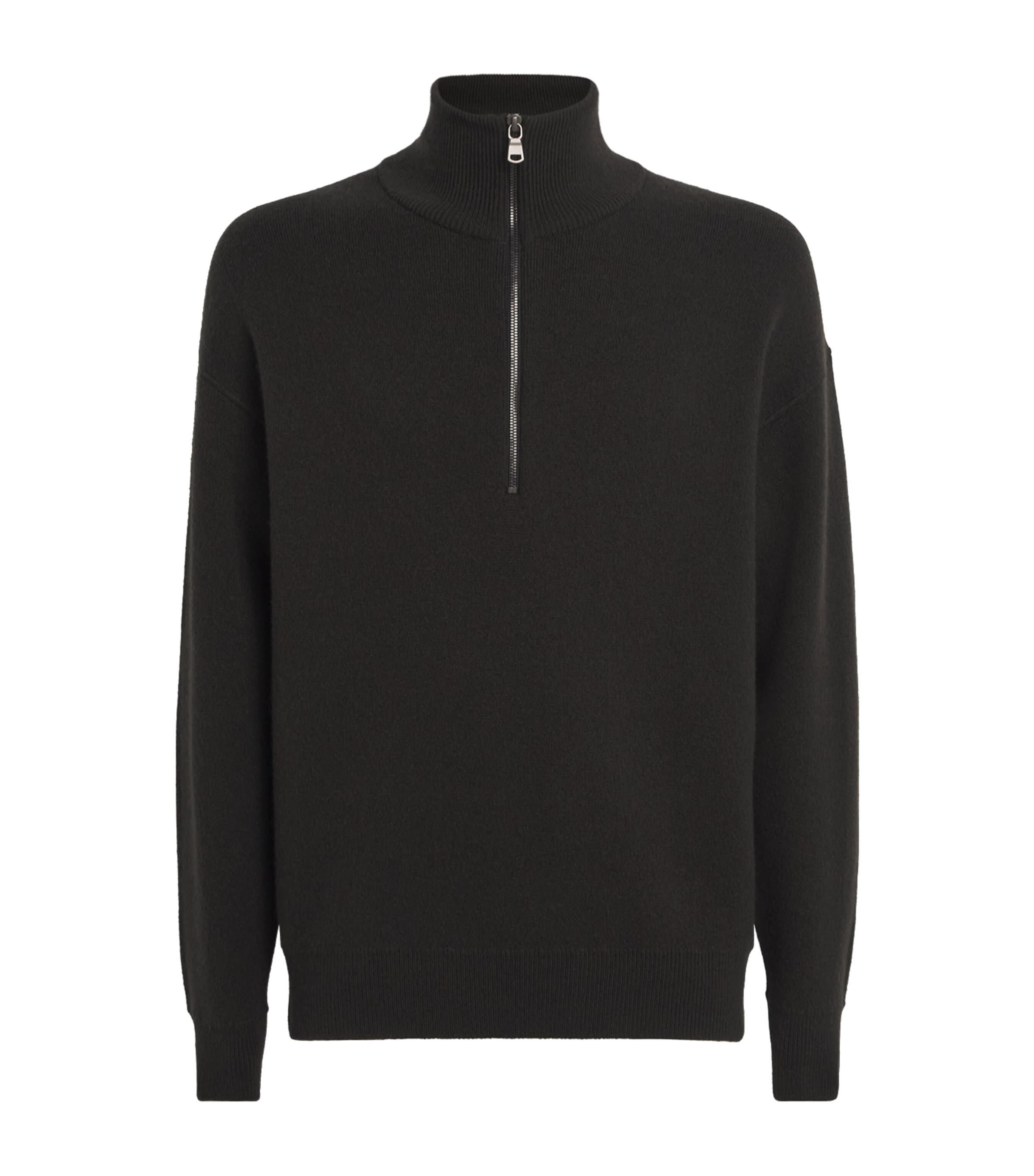 Johnstons Of Elgin Cashmere-blend Quarter-zip Sweater In Black