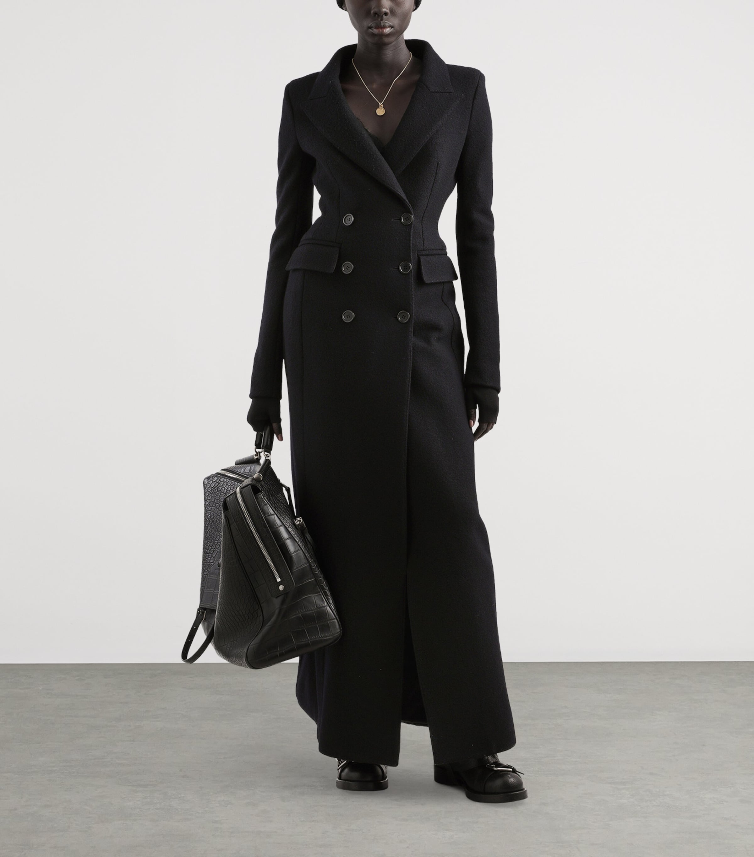 Virgin Wool Coat N0000-BLACK Image 2