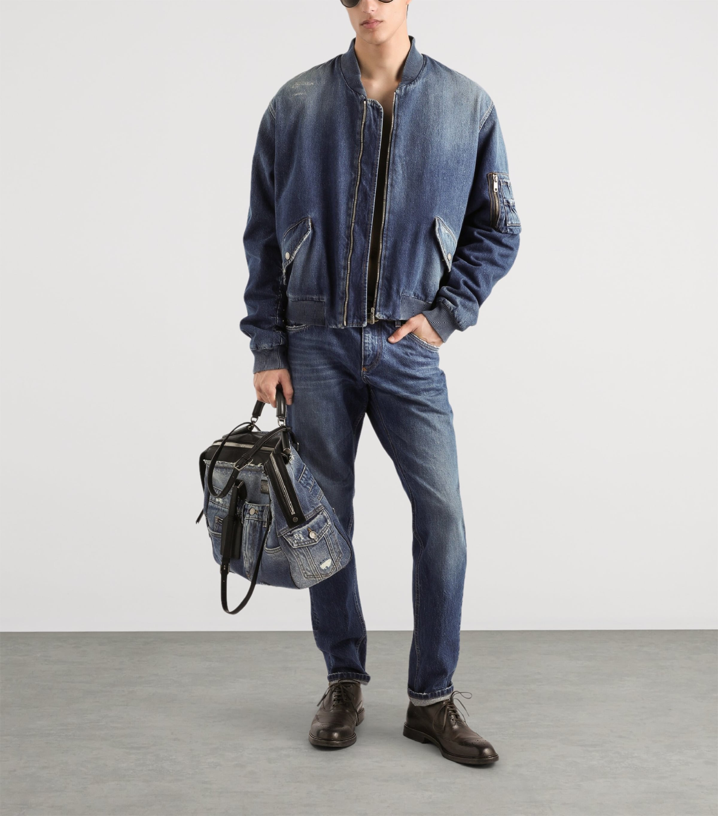 Dolce&Gabbana Mens Denim Bomber Jacket Combined Colo Image 2