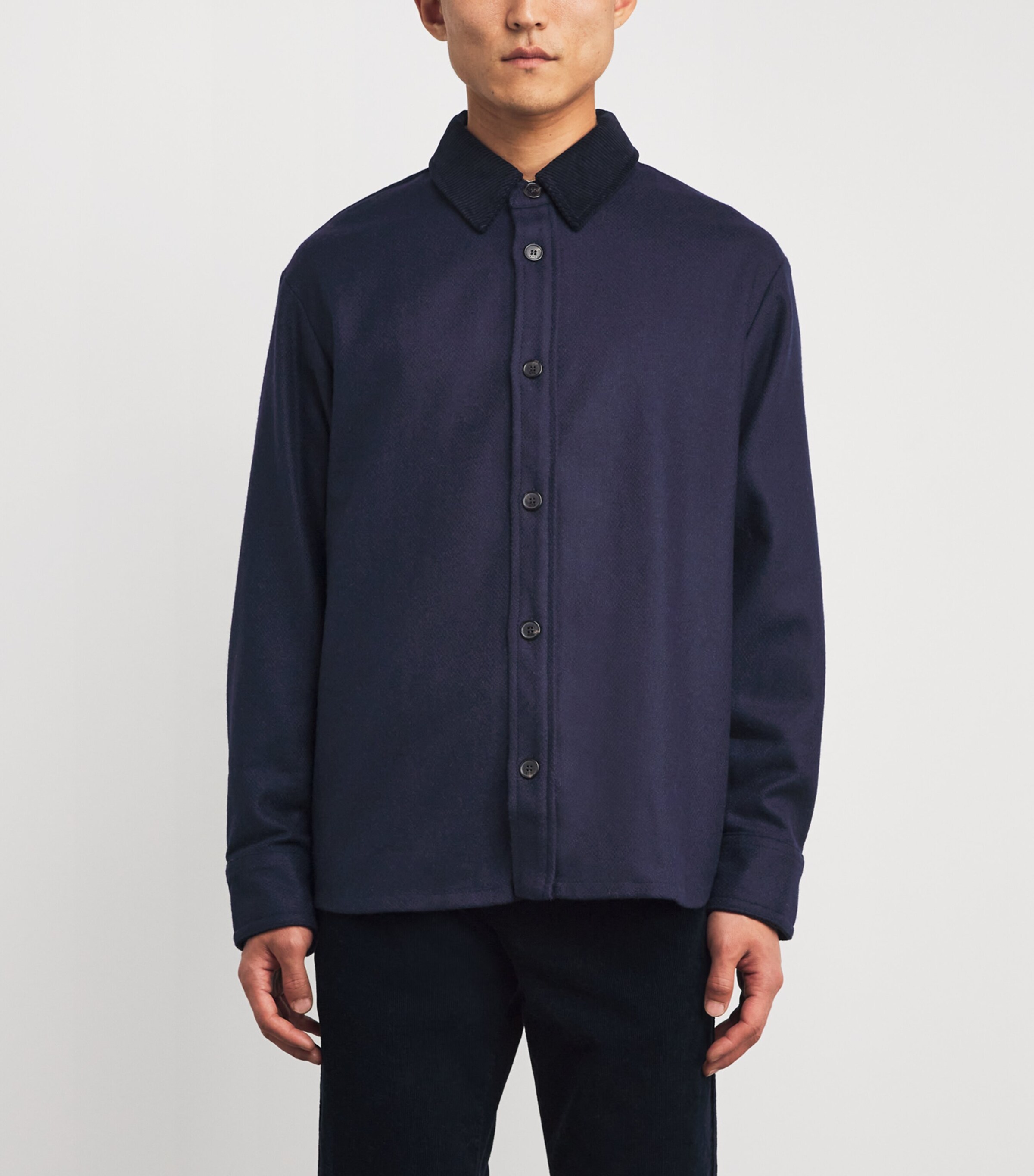 Wool-Blend Corduroy-Collar Overshirt PIA HEATHER MARINE Image 3