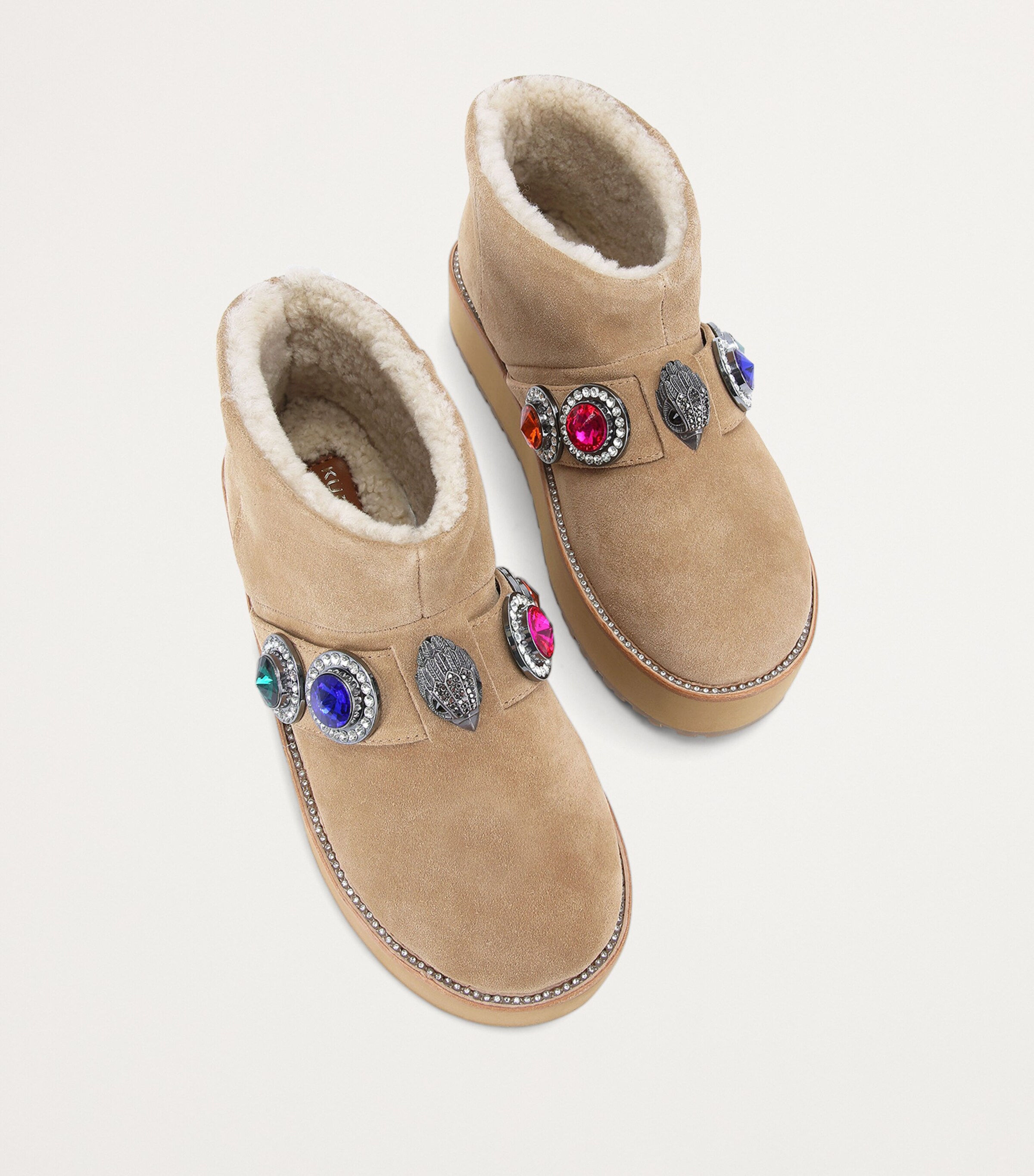 Kurt Geiger London Suede Embellished Octavia Boots Beige Comb Image 3