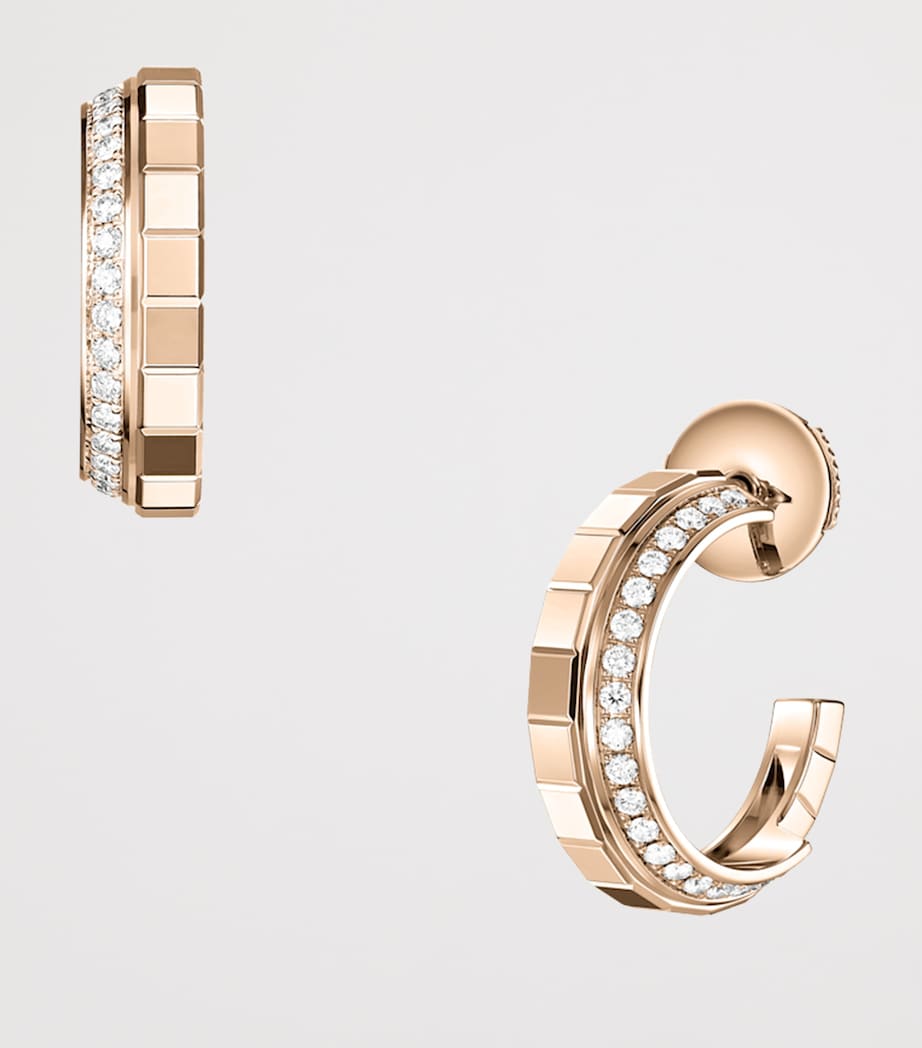 Rose Gold and Diamond Ice Cube Hoop Earrings 18K ROSE GOLD Image 2