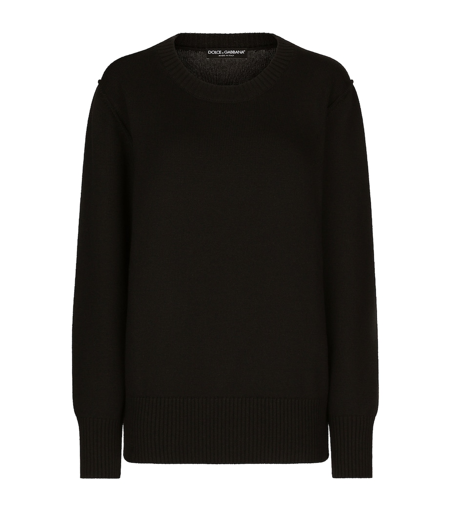 Virgin Wool Knitted Sweater N0000-BLACK Image 1